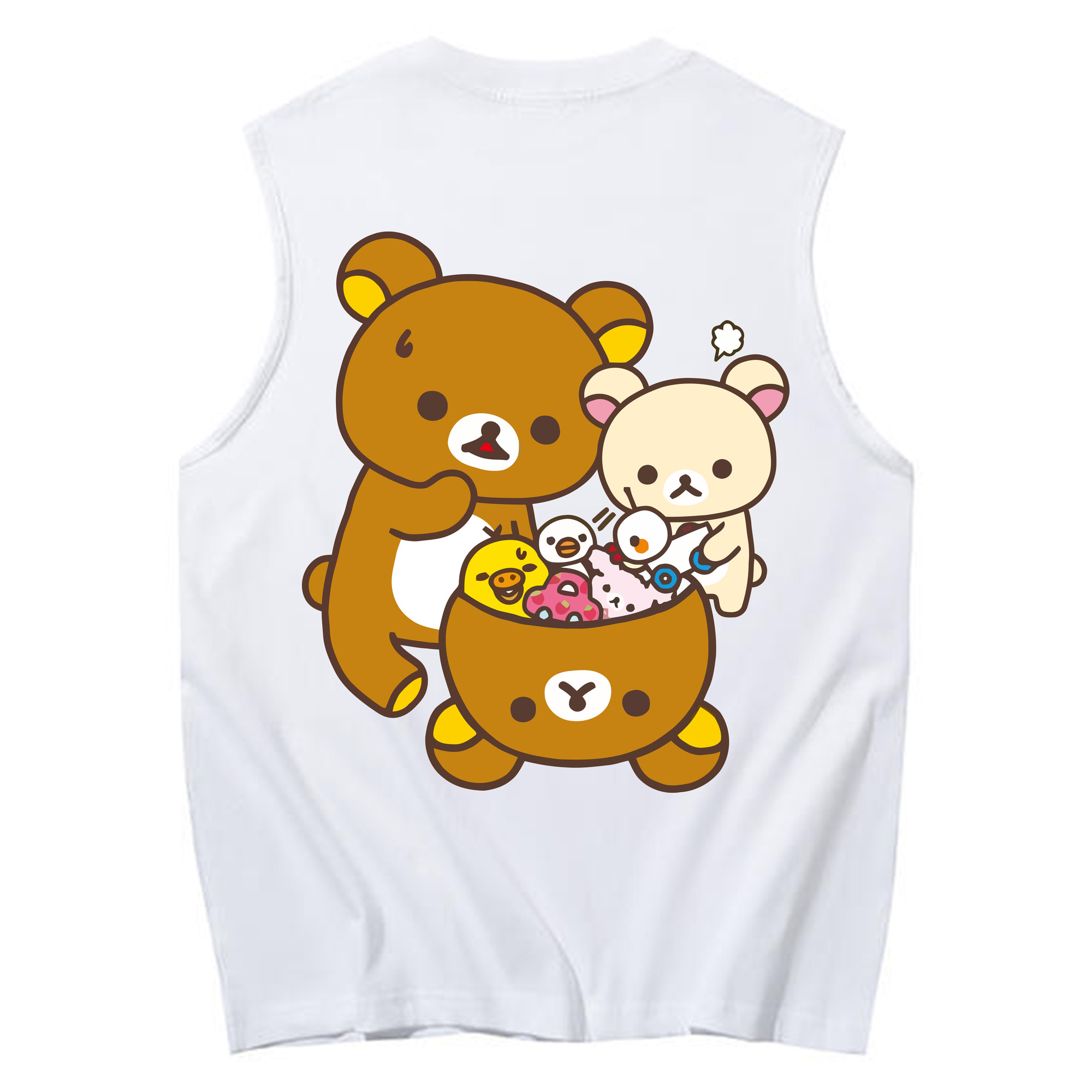 （画像用） リラックマ リラックマ キイロイトリ Rilakkuma Korilakkuma Kiiroitori コットン100％タンクトップ（背面プリント）
