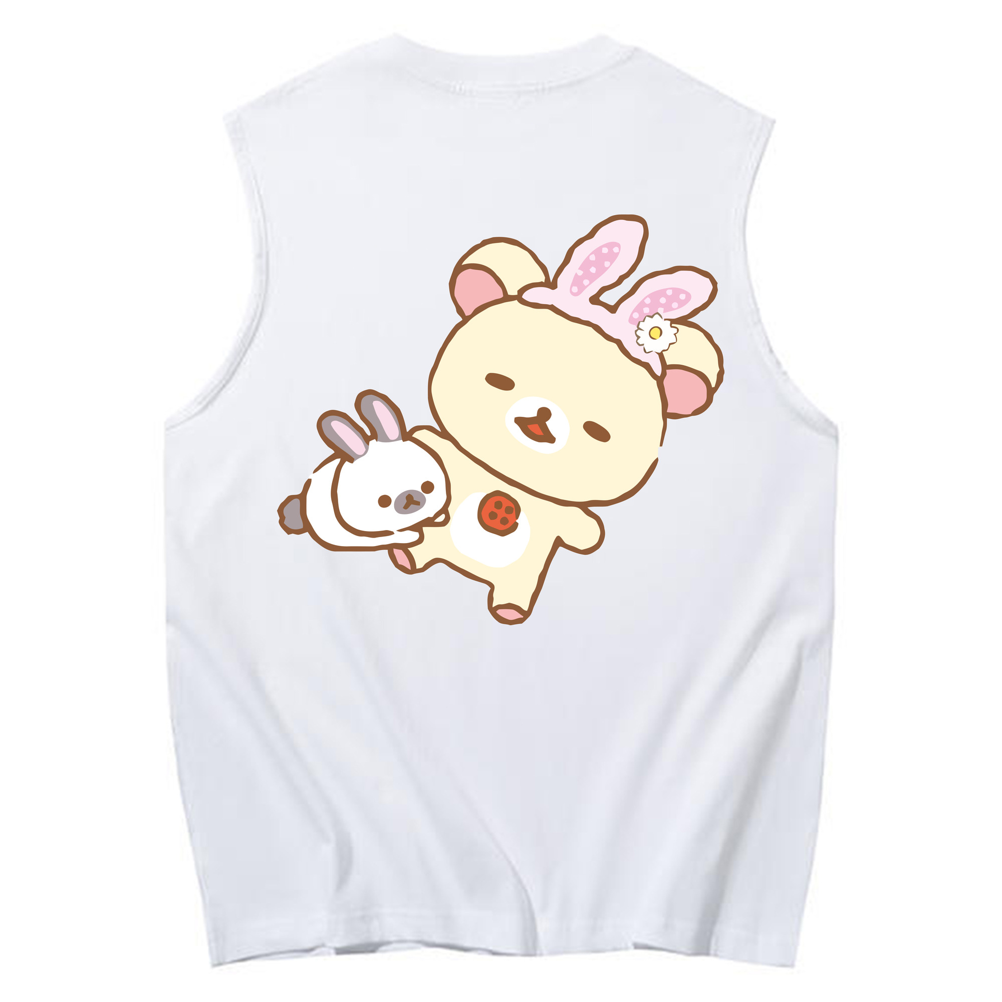 （画像用） リラックマ リラックマ キイロイトリ Rilakkuma Korilakkuma Kiiroitori コットン100％タンクトップ（背面プリント）