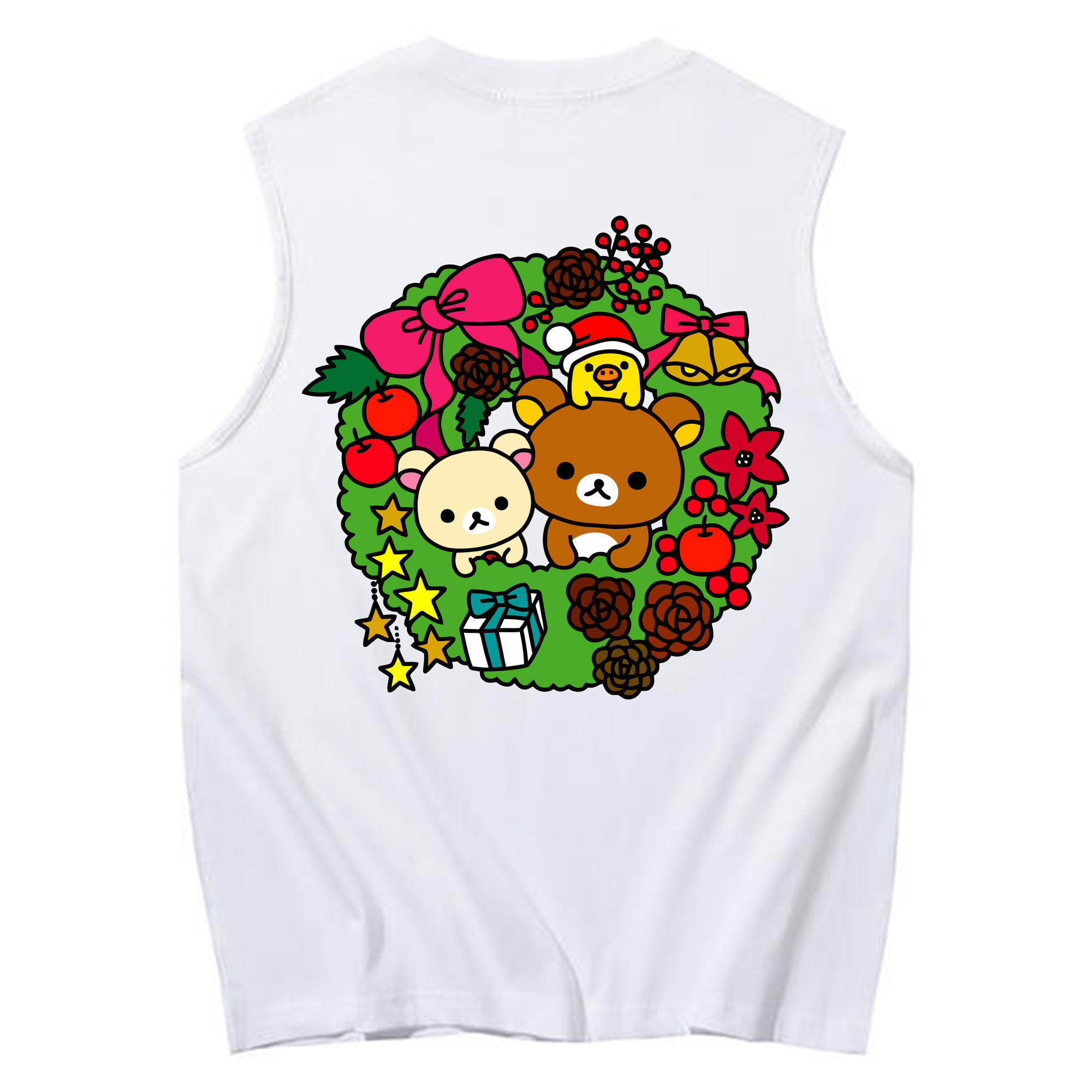 （画像用） リラックマ リラックマ キイロイトリ Rilakkuma Korilakkuma Kiiroitori コットン100％タンクトップ（背面プリント）