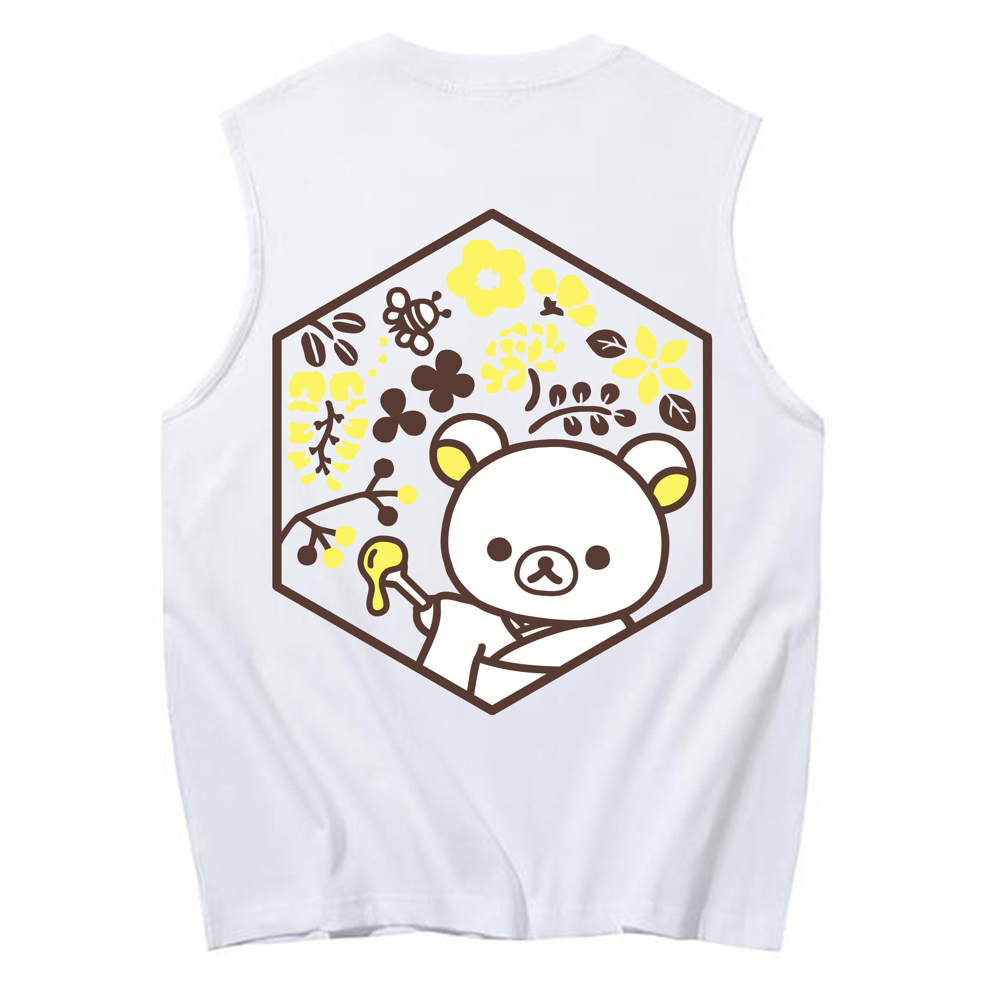 （画像用） リラックマ リラックマ キイロイトリ Rilakkuma Korilakkuma Kiiroitori コットン100％タンクトップ（背面プリント）