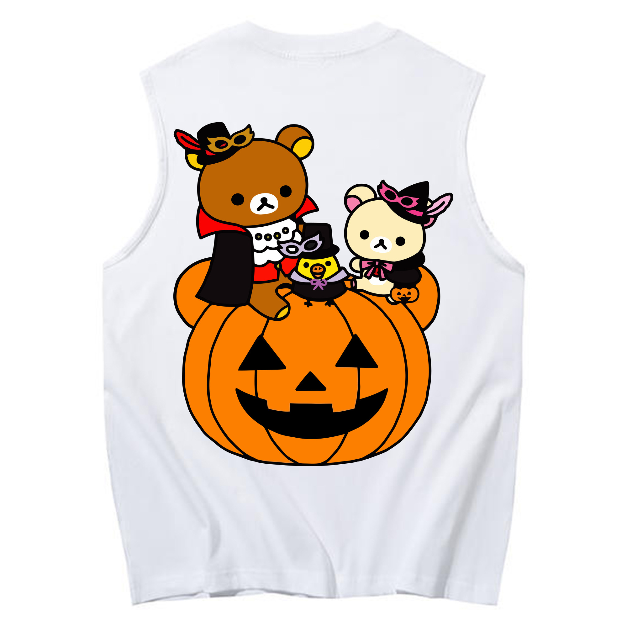 （画像用） リラックマ リラックマ キイロイトリ Rilakkuma Korilakkuma Kiiroitori コットン100％タンクトップ（背面プリント）