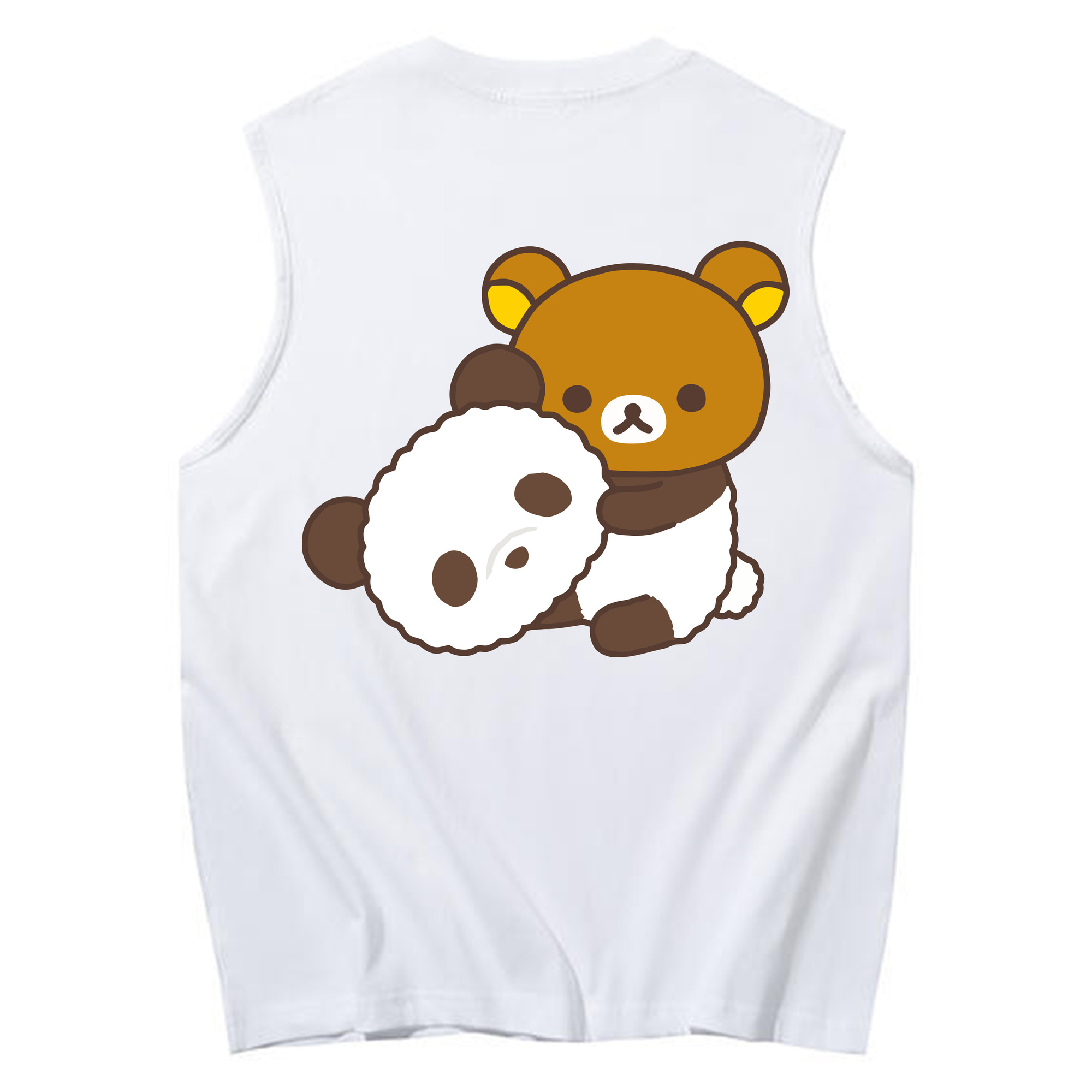 （画像用） リラックマ リラックマ キイロイトリ Rilakkuma Korilakkuma Kiiroitori コットン100％タンクトップ（背面プリント）