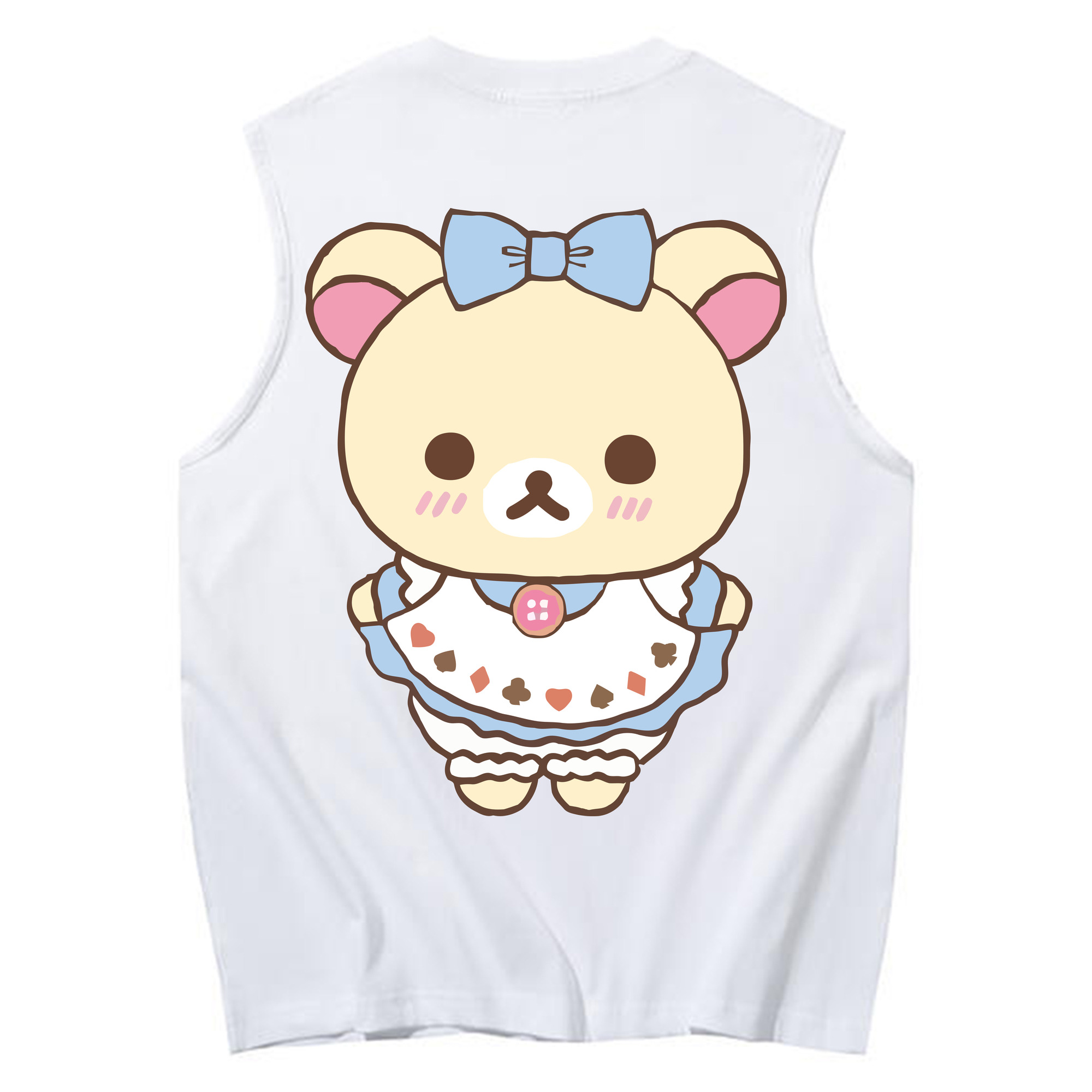 （画像用） リラックマ リラックマ キイロイトリ Rilakkuma Korilakkuma Kiiroitori コットン100％タンクトップ（背面プリント）