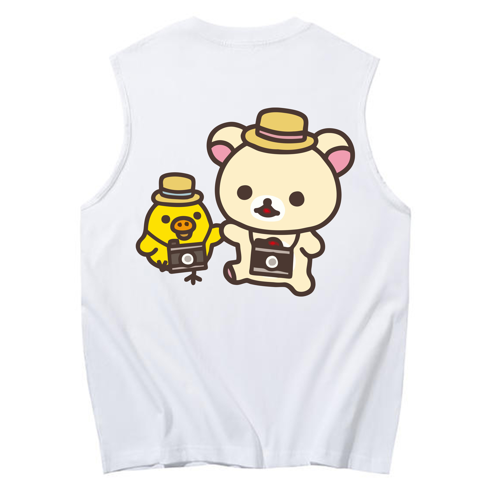 （画像用） リラックマ リラックマ キイロイトリ Rilakkuma Korilakkuma Kiiroitori コットン100％タンクトップ（背面プリント）