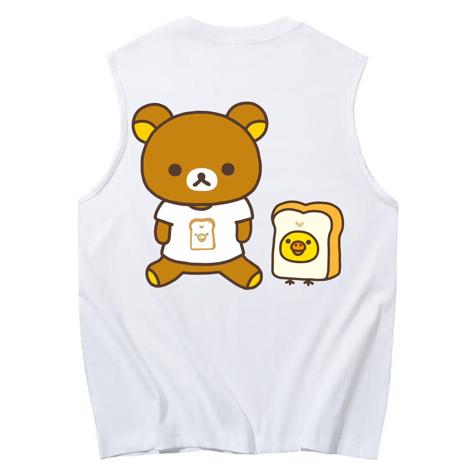 （画像用） リラックマ リラックマ キイロイトリ Rilakkuma Korilakkuma Kiiroitori コットン100％タンクトップ（背面プリント）