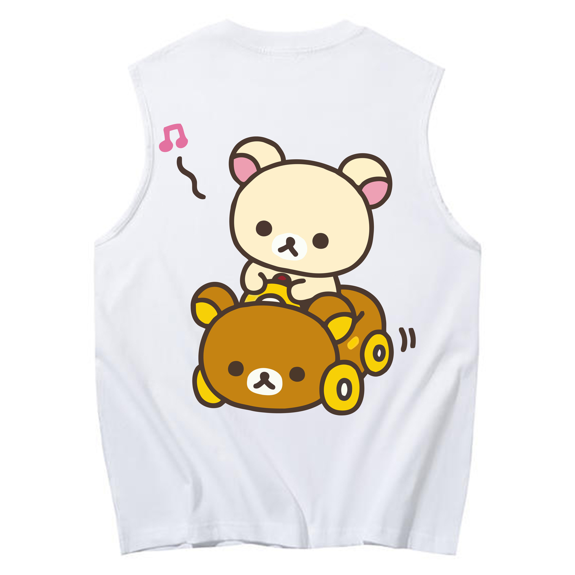 （画像用） リラックマ リラックマ キイロイトリ Rilakkuma Korilakkuma Kiiroitori コットン100％タンクトップ（背面プリント）