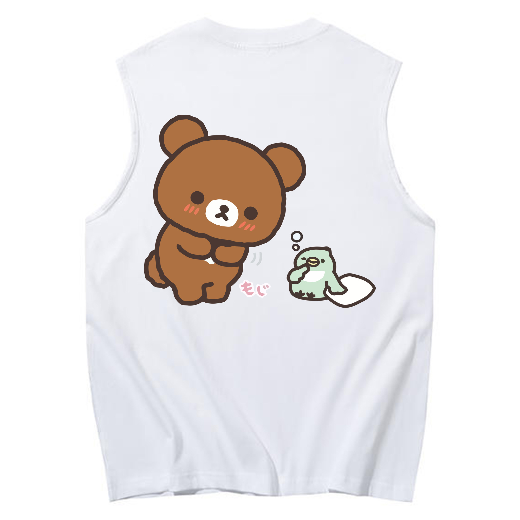 （画像用） リラックマ リラックマ キイロイトリ Rilakkuma Korilakkuma Kiiroitori コットン100％タンクトップ（背面プリント）