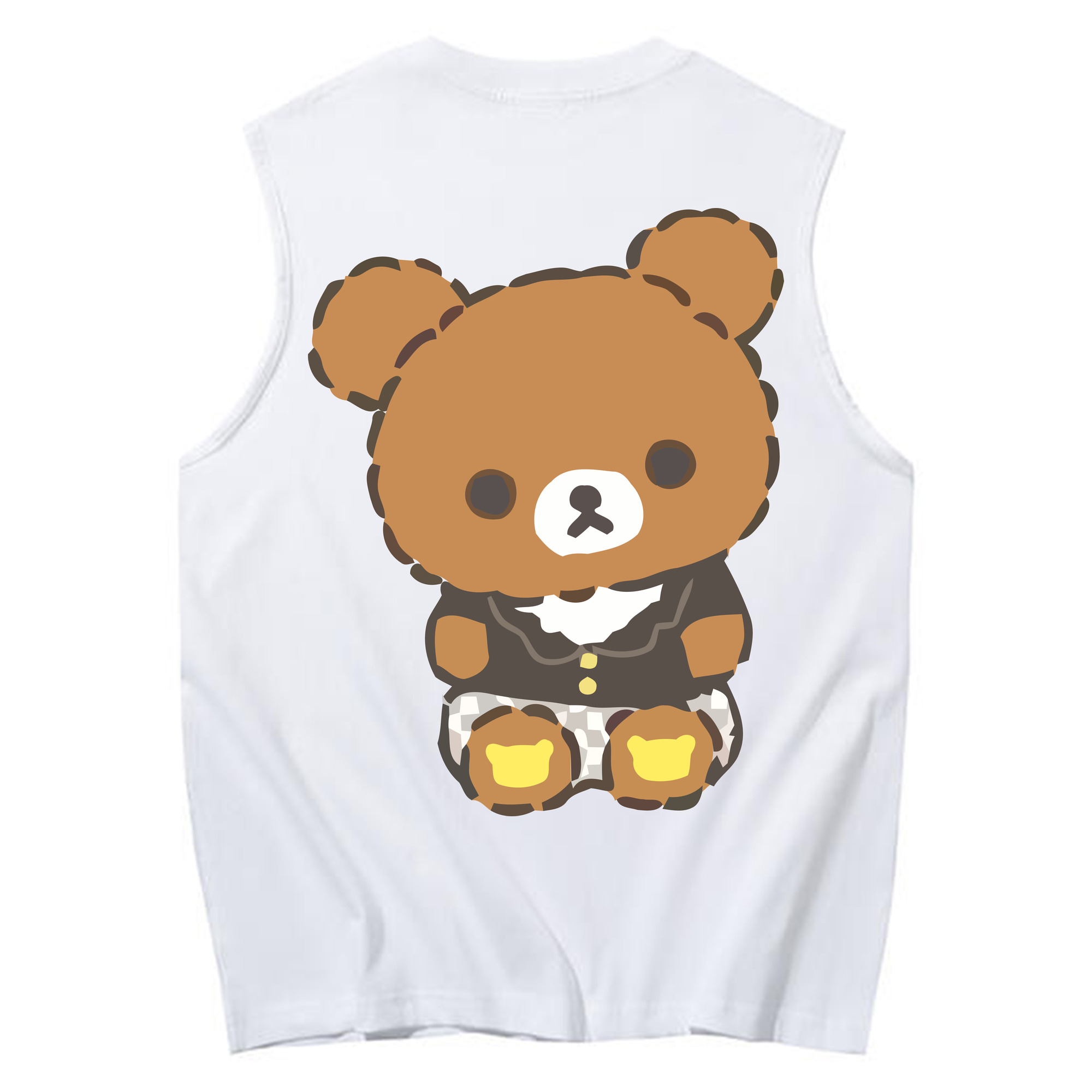 （画像用） リラックマ リラックマ キイロイトリ Rilakkuma Korilakkuma Kiiroitori コットン100％タンクトップ（背面プリント）