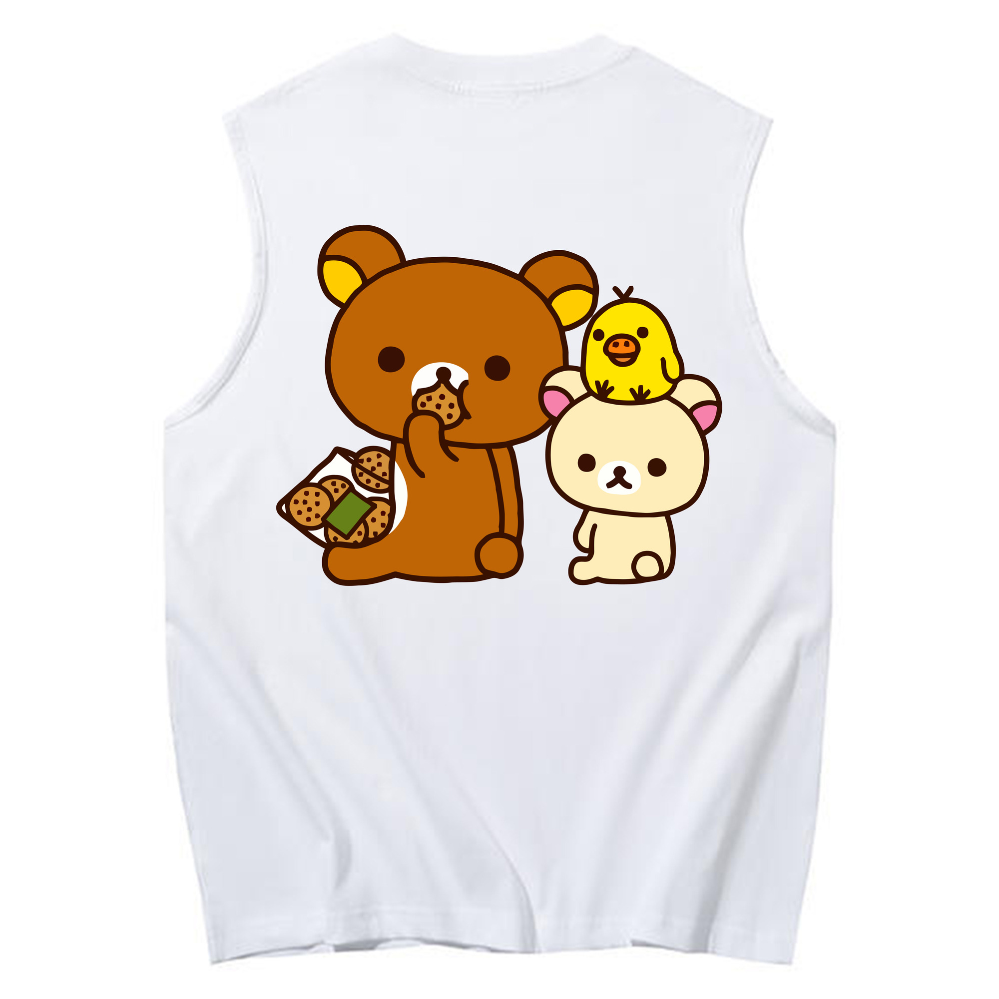 （画像用） リラックマ リラックマ キイロイトリ Rilakkuma Korilakkuma Kiiroitori コットン100％タンクトップ（背面プリント）