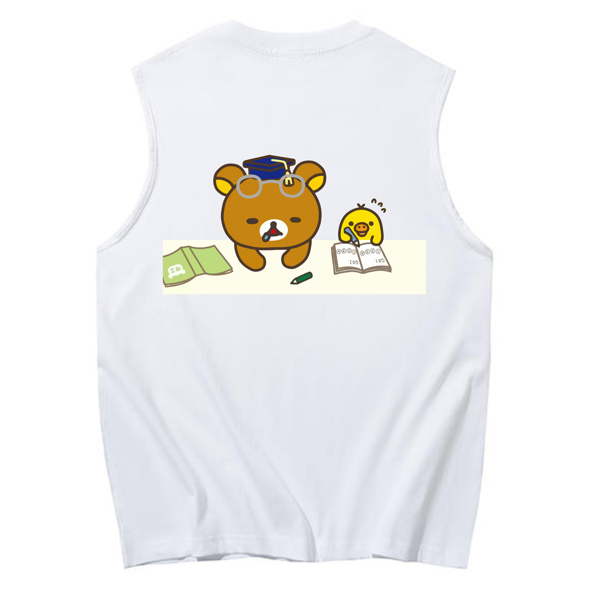 （画像用） リラックマ リラックマ キイロイトリ Rilakkuma Korilakkuma Kiiroitori コットン100％タンクトップ（背面プリント）