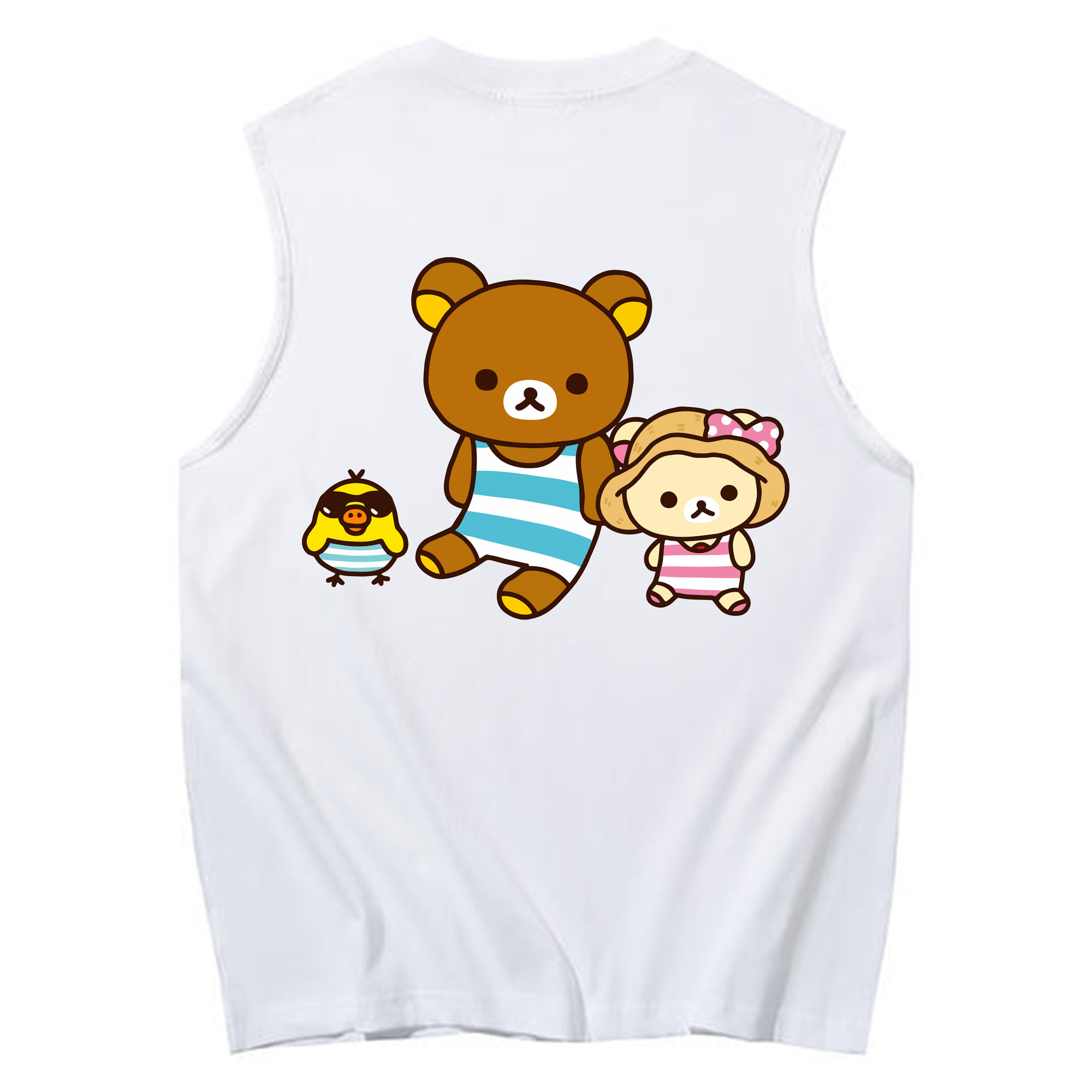（画像用） リラックマ リラックマ キイロイトリ Rilakkuma Korilakkuma Kiiroitori コットン100％タンクトップ（背面プリント）