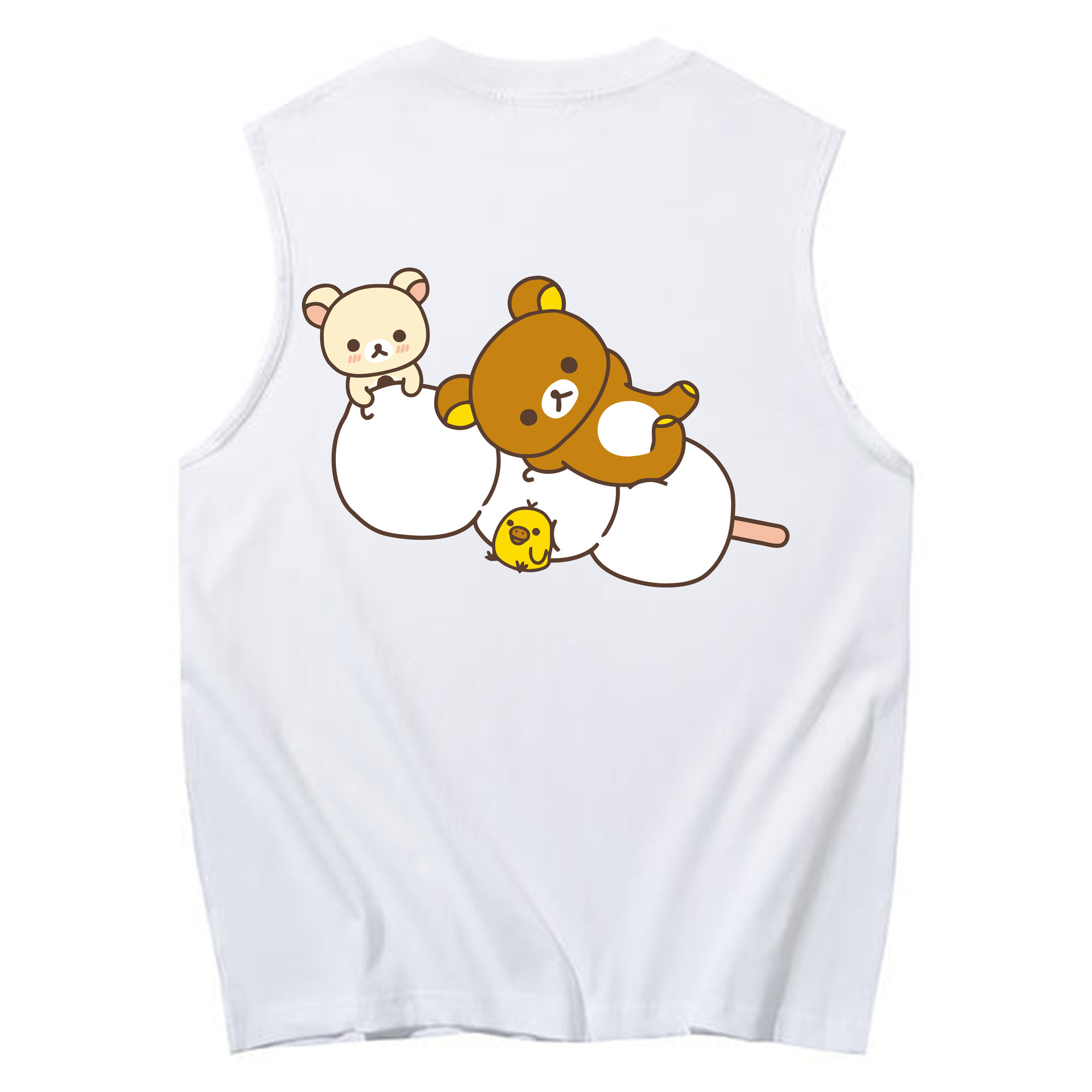 （画像用） リラックマ リラックマ キイロイトリ Rilakkuma Korilakkuma Kiiroitori コットン100％タンクトップ（背面プリント）