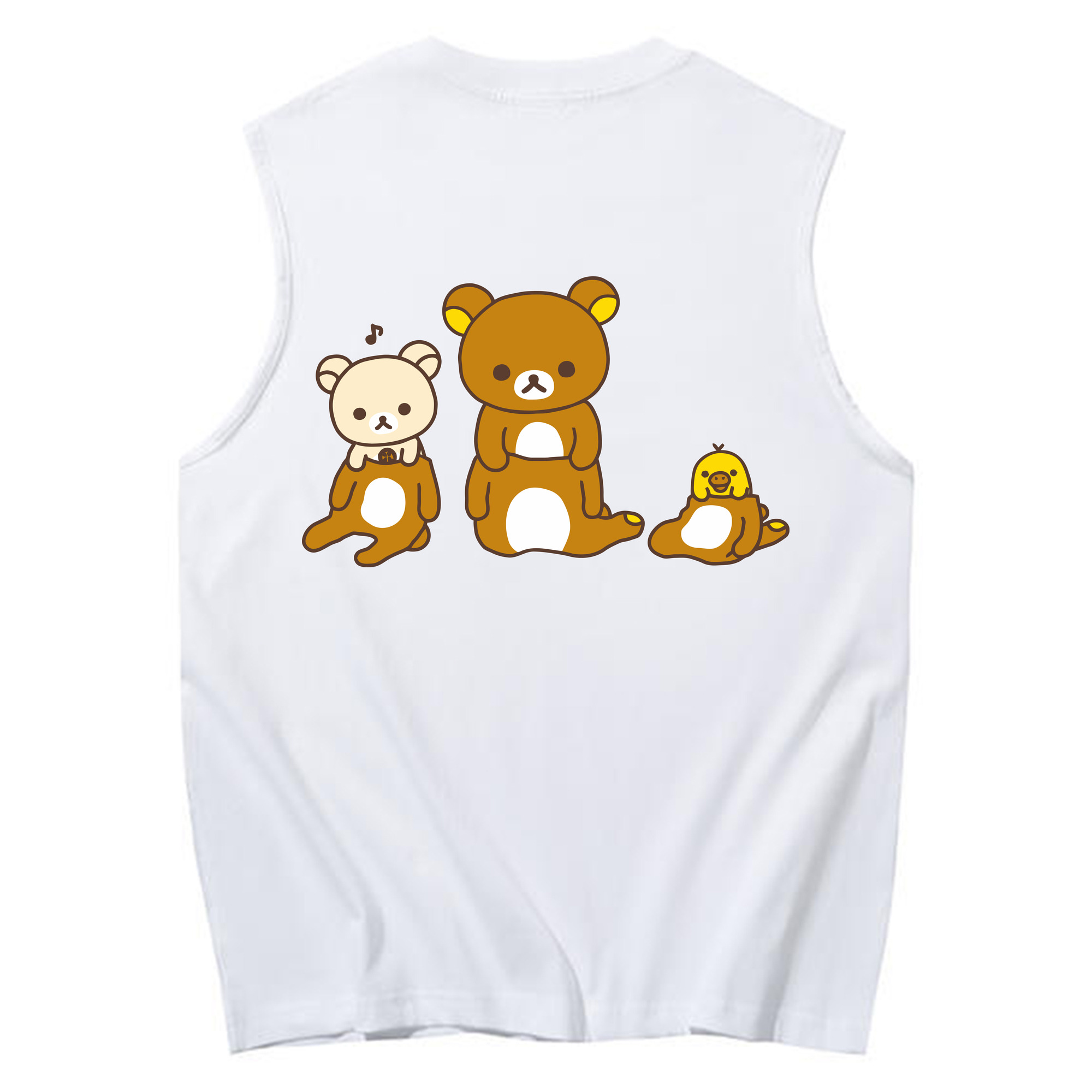 （画像用） リラックマ リラックマ キイロイトリ Rilakkuma Korilakkuma Kiiroitori コットン100％タンクトップ（背面プリント）