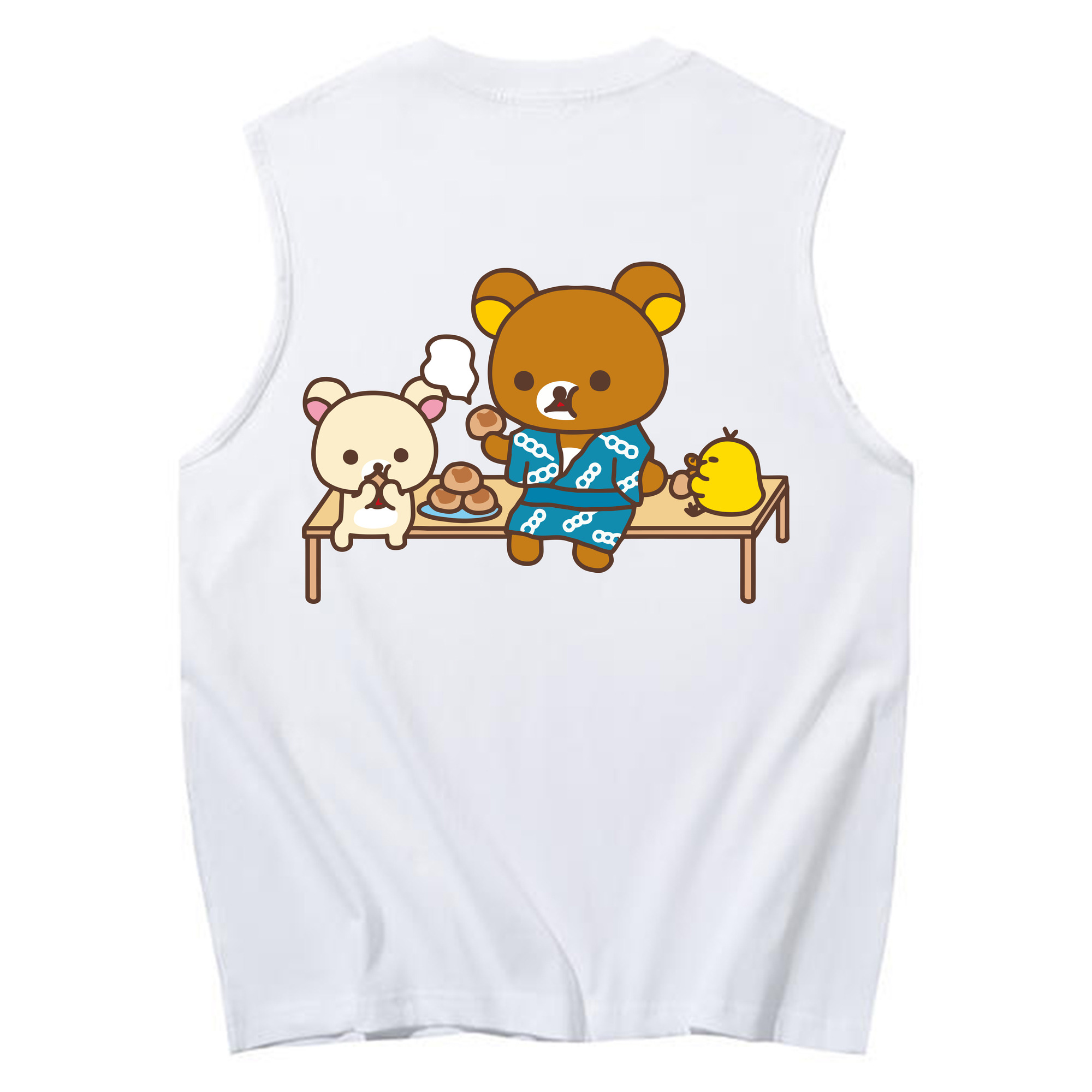 （画像用） リラックマ リラックマ キイロイトリ Rilakkuma Korilakkuma Kiiroitori コットン100％タンクトップ（背面プリント）