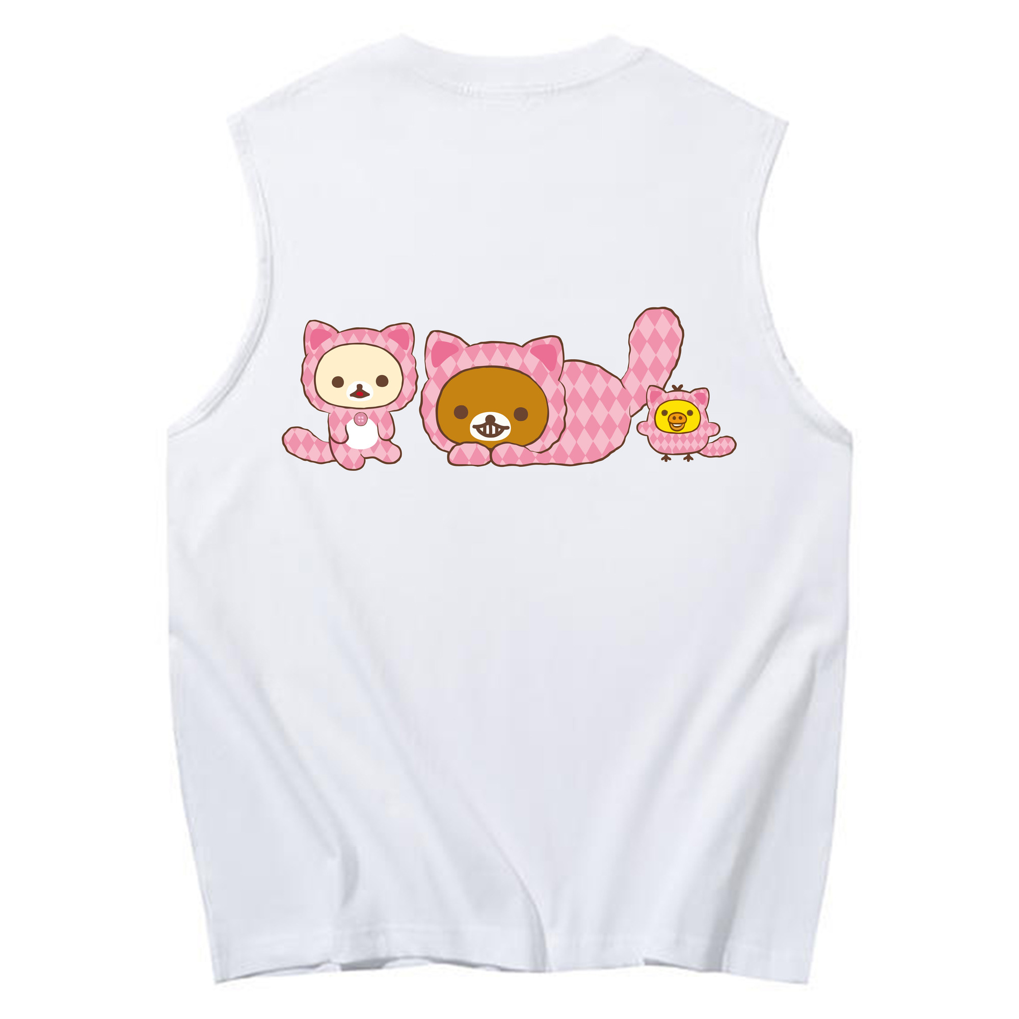 （画像用） リラックマ リラックマ キイロイトリ Rilakkuma Korilakkuma Kiiroitori コットン100％タンクトップ（背面プリント）