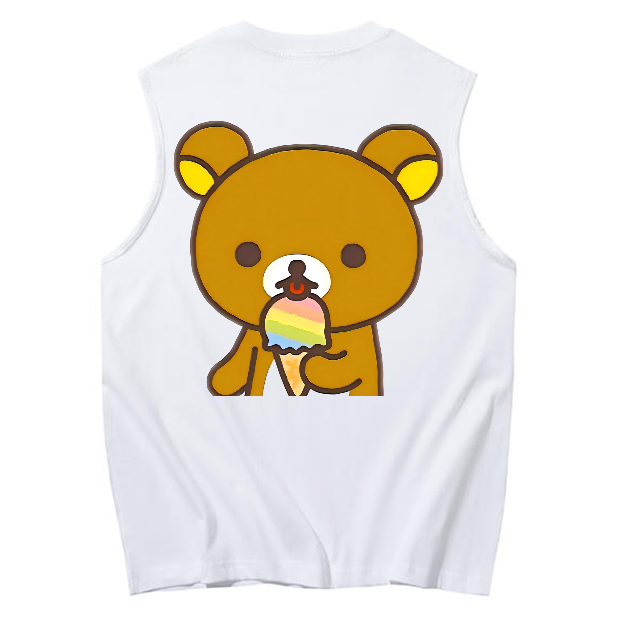 （画像用） リラックマ リラックマ キイロイトリ Rilakkuma Korilakkuma Kiiroitori コットン100％タンクトップ（背面プリント）