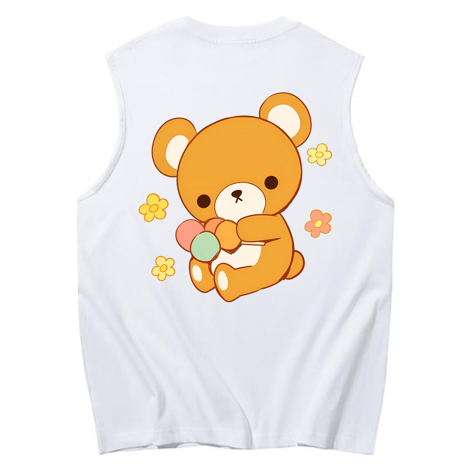 （画像用） リラックマ リラックマ キイロイトリ Rilakkuma Korilakkuma Kiiroitori コットン100％タンクトップ（背面プリント）