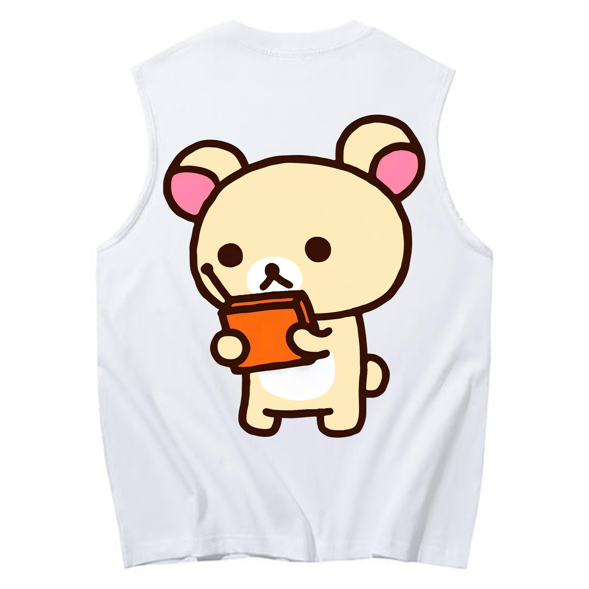 （画像用） リラックマ リラックマ キイロイトリ Rilakkuma Korilakkuma Kiiroitori コットン100％タンクトップ（背面プリント）