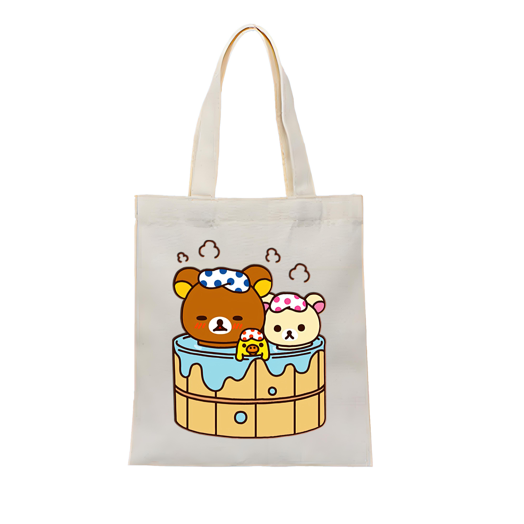 （画像用） リラックマ リラックマ キイロイトリ Rilakkuma Korilakkuma Kiiroitori 縦型キャンバス生地手提げバッグ　トートバッグ