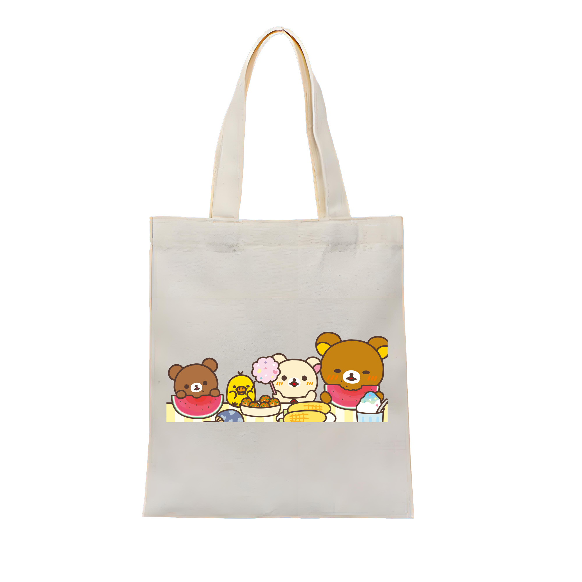 （画像用） リラックマ リラックマ キイロイトリ Rilakkuma Korilakkuma Kiiroitori 縦型キャンバス生地手提げバッグ　トートバッグ