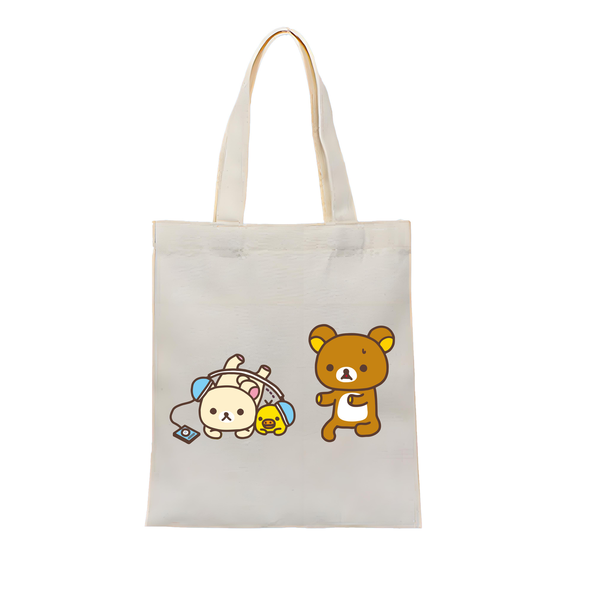 （画像用） リラックマ リラックマ キイロイトリ Rilakkuma Korilakkuma Kiiroitori 縦型キャンバス生地手提げバッグ　トートバッグ