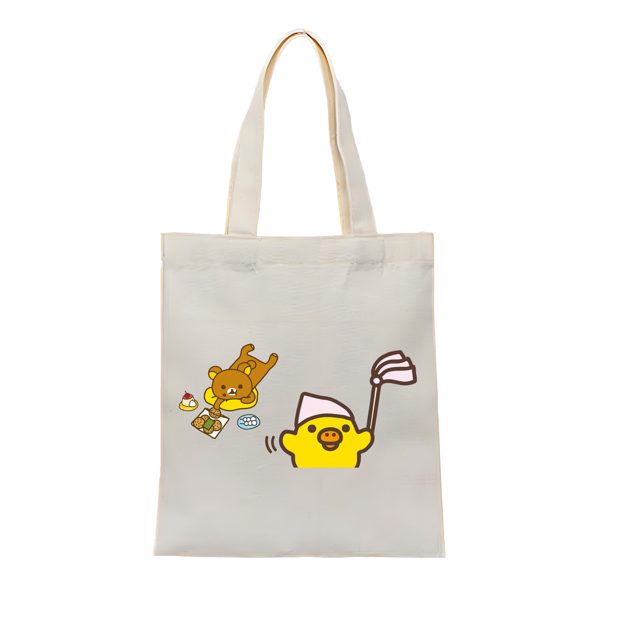 （画像用） リラックマ リラックマ キイロイトリ Rilakkuma Korilakkuma Kiiroitori 縦型キャンバス生地手提げバッグ　トートバッグ