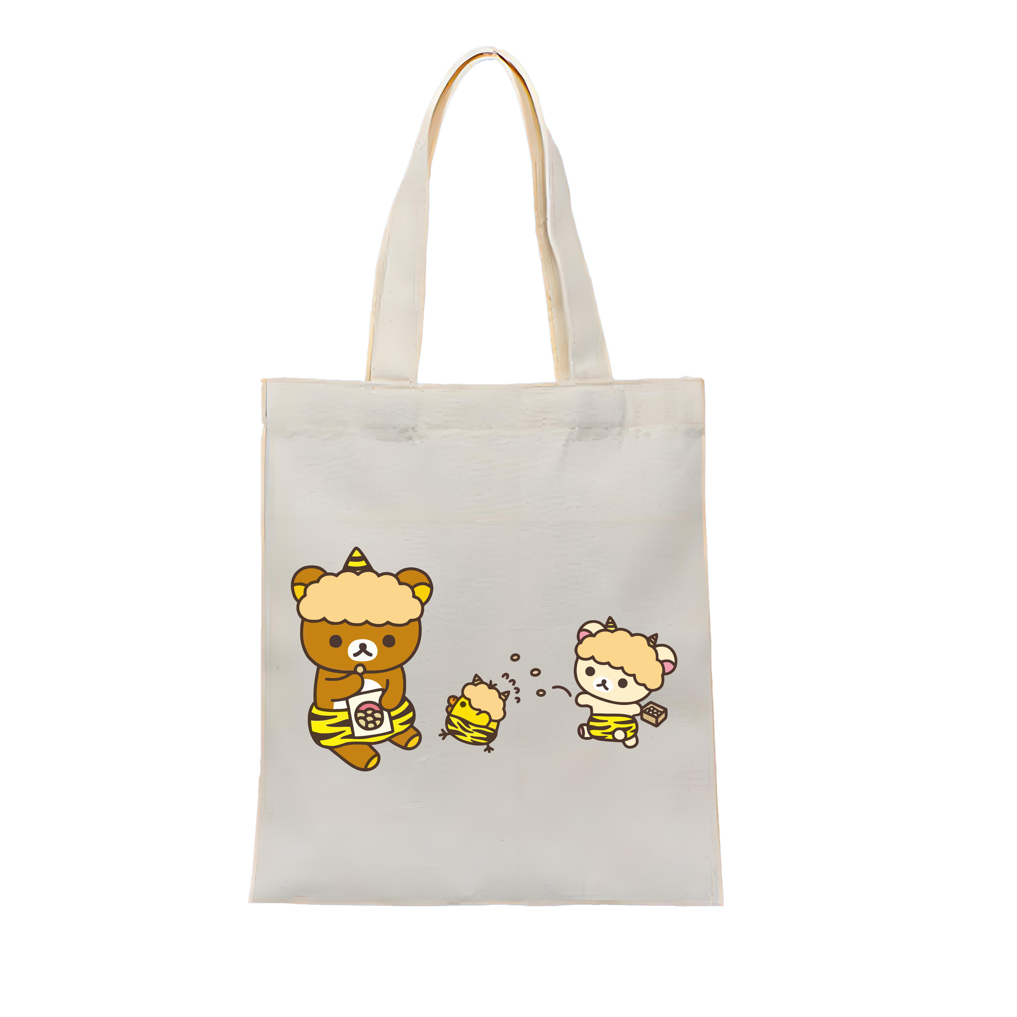 （画像用） リラックマ リラックマ キイロイトリ Rilakkuma Korilakkuma Kiiroitori 縦型キャンバス生地手提げバッグ　トートバッグ