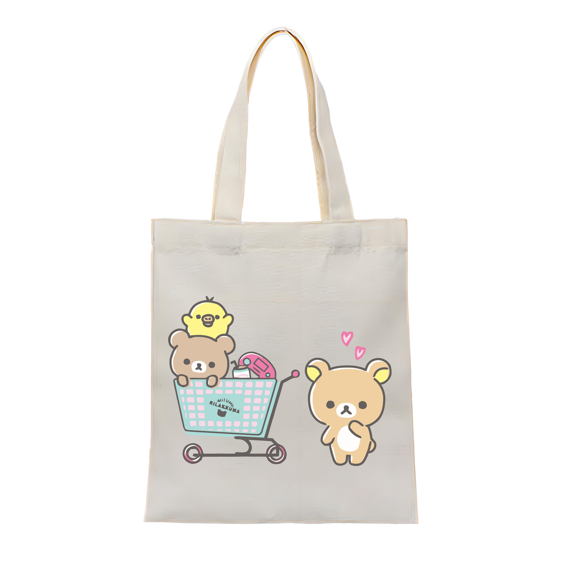 （画像用） リラックマ リラックマ キイロイトリ Rilakkuma Korilakkuma Kiiroitori 縦型キャンバス生地手提げバッグ　トートバッグ