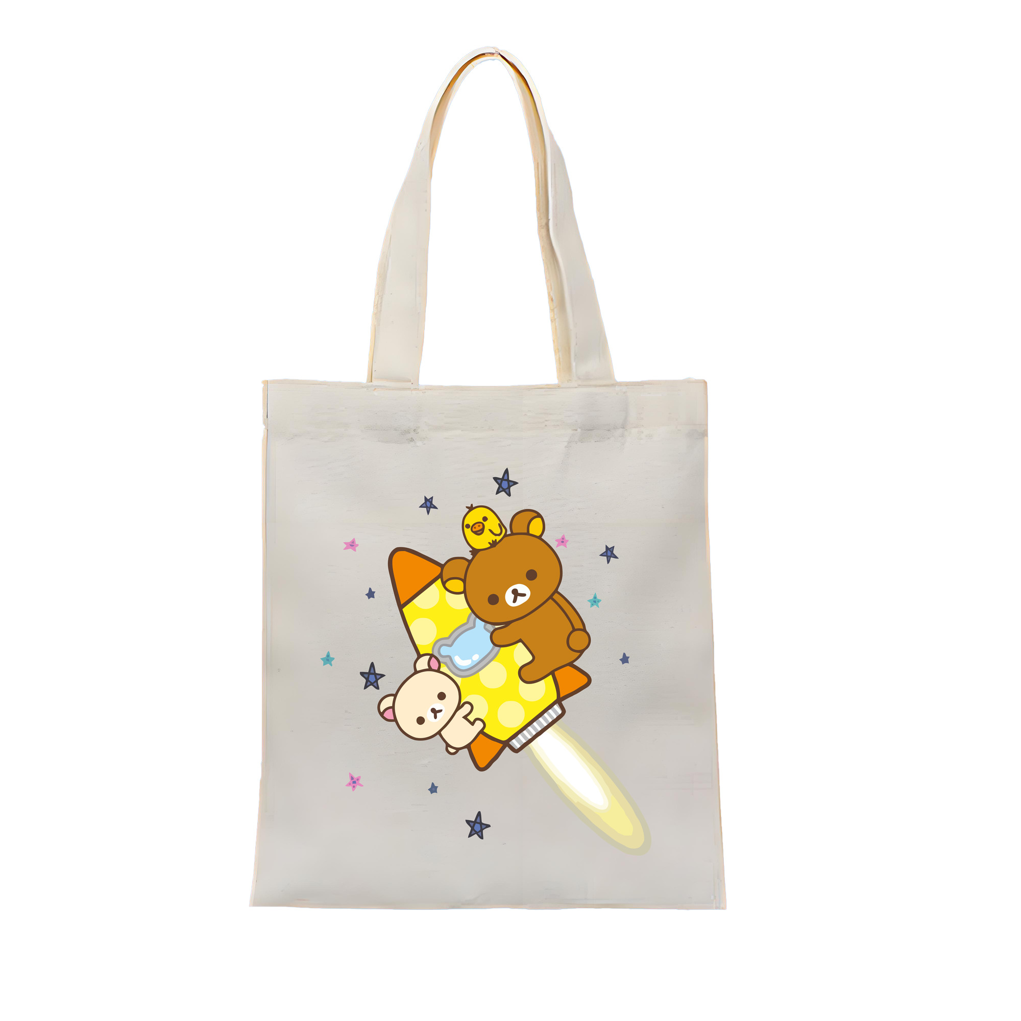 （画像用） リラックマ リラックマ キイロイトリ Rilakkuma Korilakkuma Kiiroitori 縦型キャンバス生地手提げバッグ　トートバッグ
