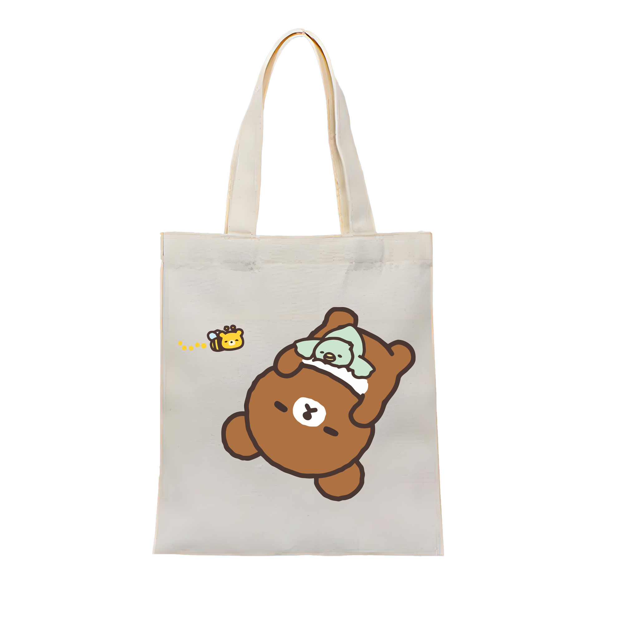 （画像用） リラックマ リラックマ キイロイトリ Rilakkuma Korilakkuma Kiiroitori 縦型キャンバス生地手提げバッグ　トートバッグ