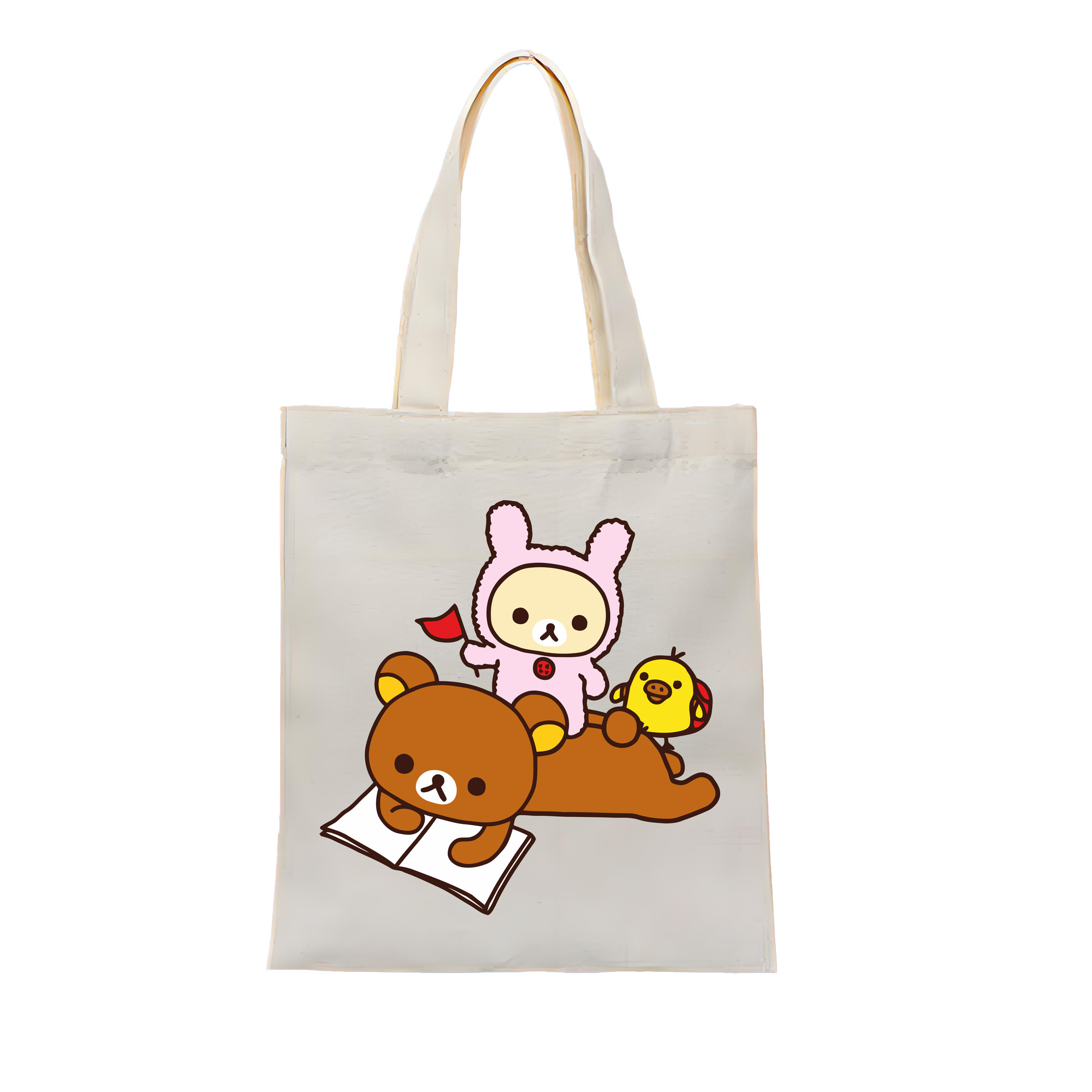 （画像用） リラックマ リラックマ キイロイトリ Rilakkuma Korilakkuma Kiiroitori 縦型キャンバス生地手提げバッグ　トートバッグ