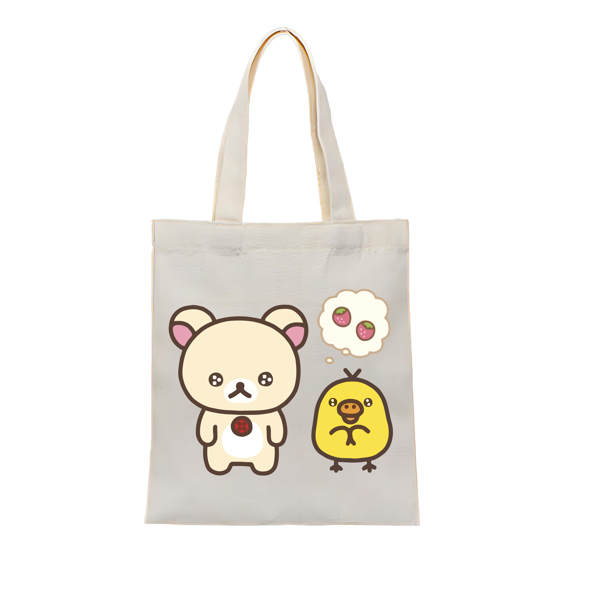 （画像用） リラックマ リラックマ キイロイトリ Rilakkuma Korilakkuma Kiiroitori 縦型キャンバス生地手提げバッグ　トートバッグ