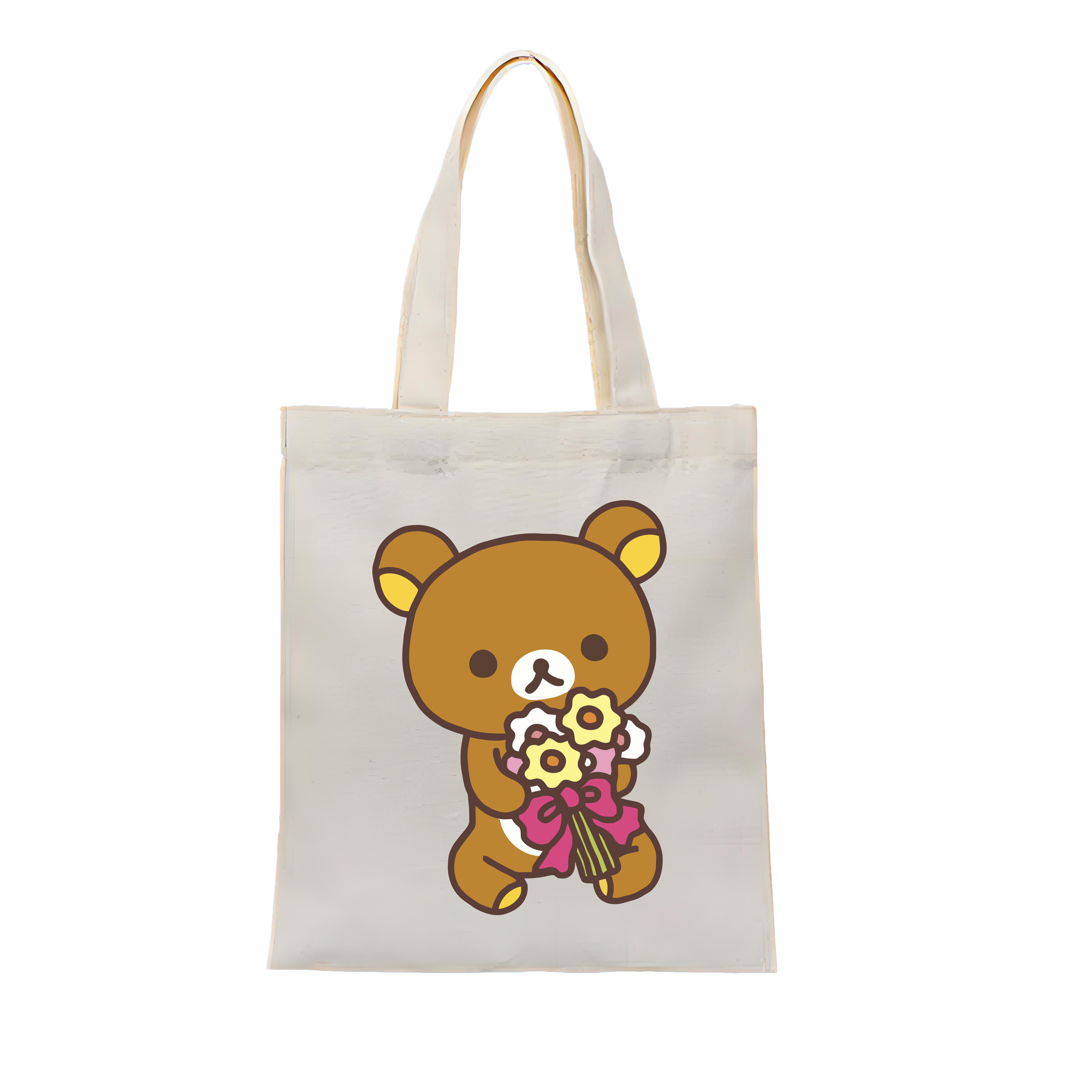 （画像用） リラックマ リラックマ キイロイトリ Rilakkuma Korilakkuma Kiiroitori 縦型キャンバス生地手提げバッグ　トートバッグ