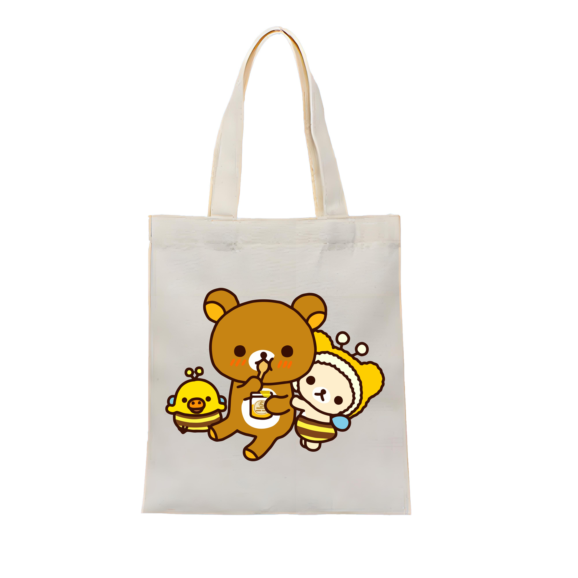 （画像用） リラックマ リラックマ キイロイトリ Rilakkuma Korilakkuma Kiiroitori 縦型キャンバス生地手提げバッグ　トートバッグ