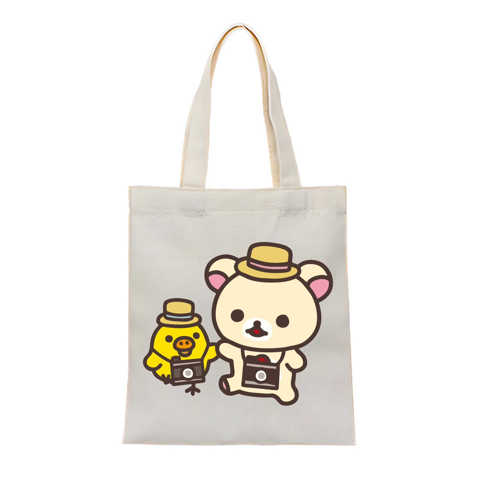 （画像用） リラックマ リラックマ キイロイトリ Rilakkuma Korilakkuma Kiiroitori 縦型キャンバス生地手提げバッグ　トートバッグ