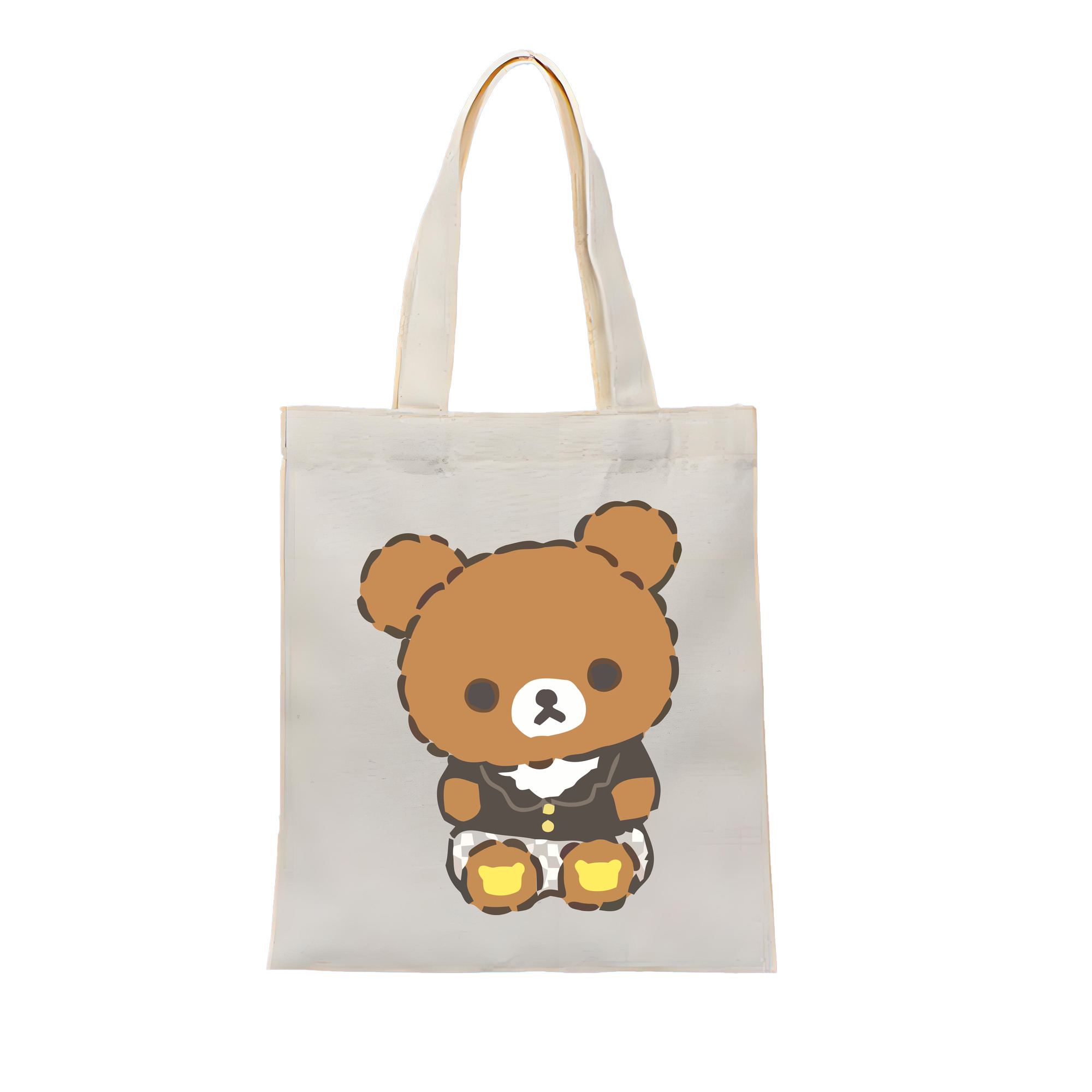 （画像用） リラックマ リラックマ キイロイトリ Rilakkuma Korilakkuma Kiiroitori 縦型キャンバス生地手提げバッグ　トートバッグ