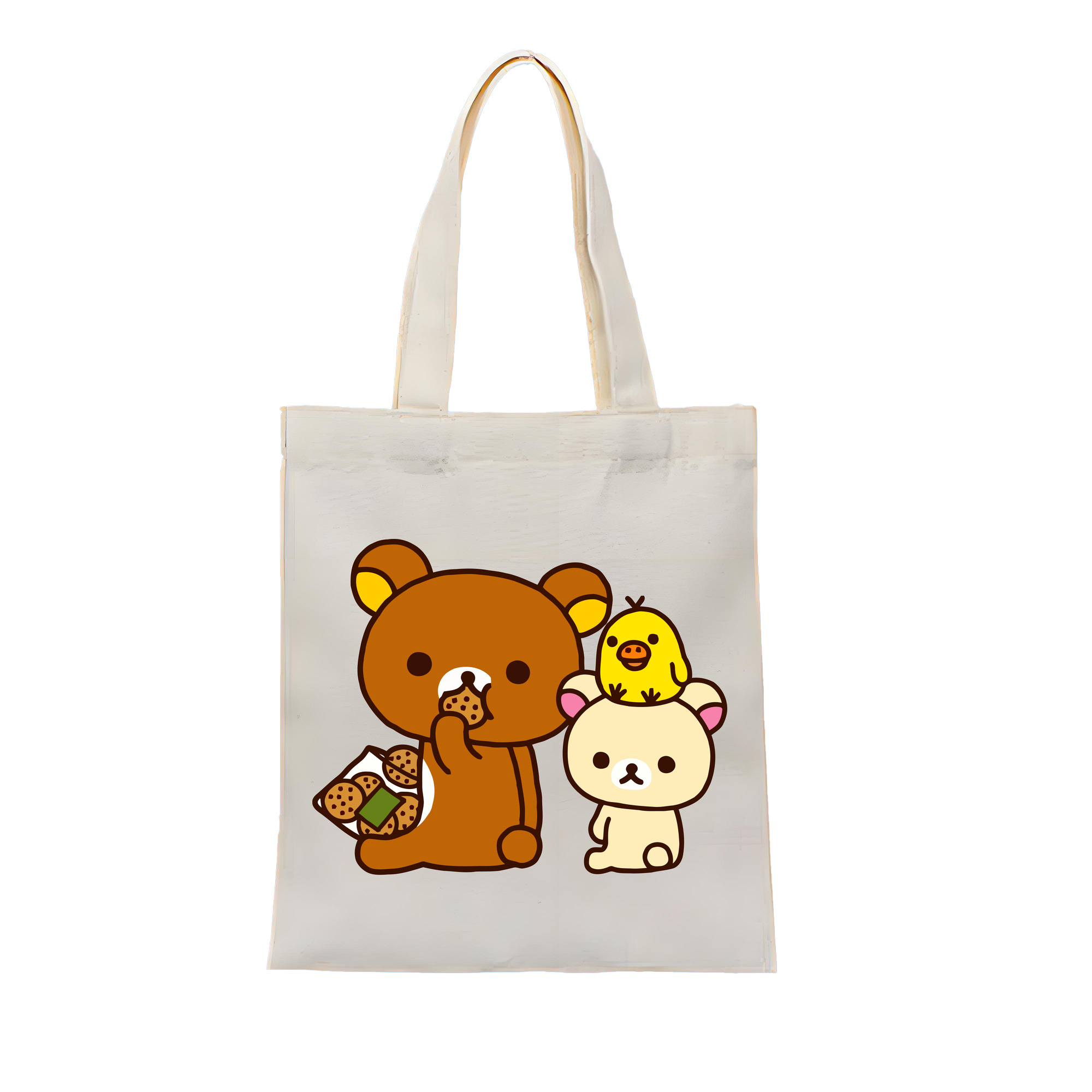 （画像用） リラックマ リラックマ キイロイトリ Rilakkuma Korilakkuma Kiiroitori 縦型キャンバス生地手提げバッグ　トートバッグ