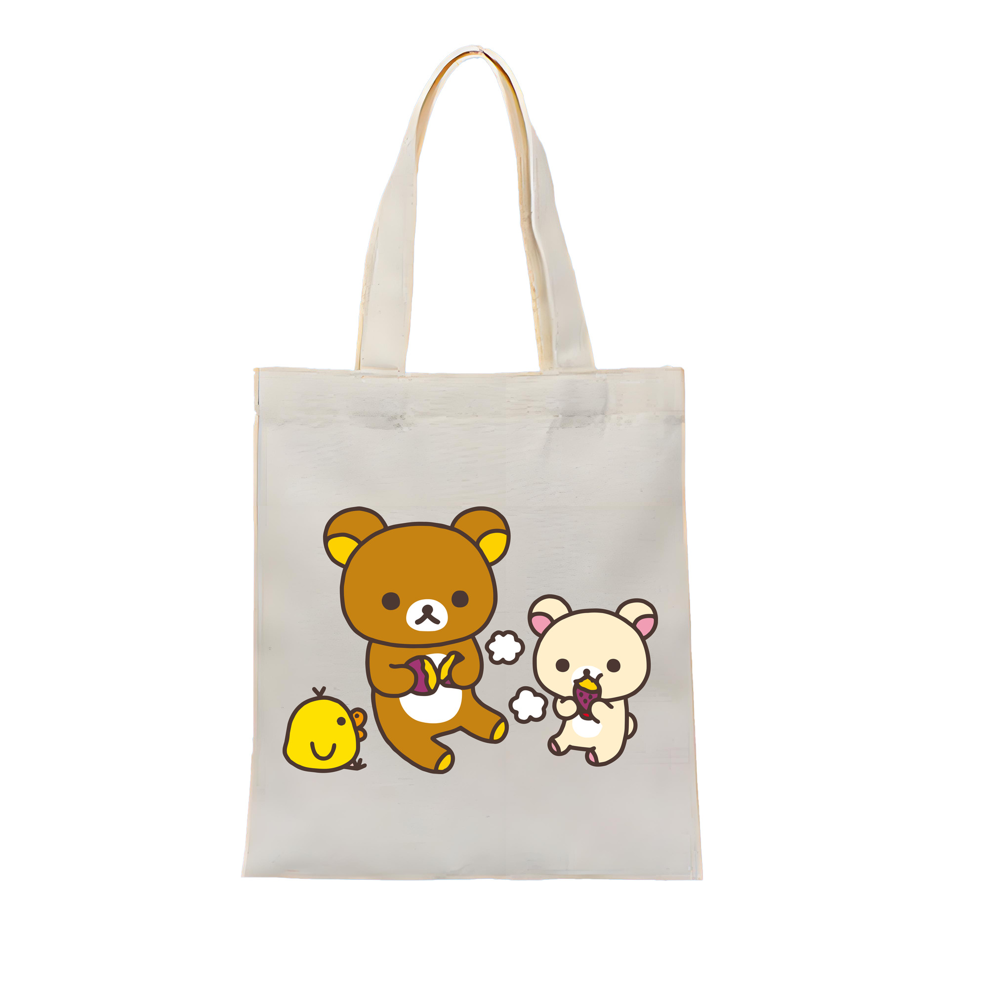 （画像用） リラックマ リラックマ キイロイトリ Rilakkuma Korilakkuma Kiiroitori 縦型キャンバス生地手提げバッグ　トートバッグ