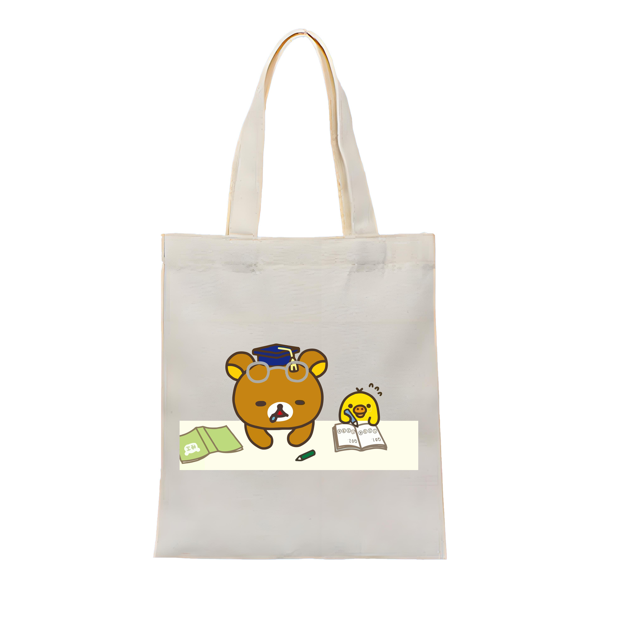 （画像用） リラックマ リラックマ キイロイトリ Rilakkuma Korilakkuma Kiiroitori 縦型キャンバス生地手提げバッグ　トートバッグ