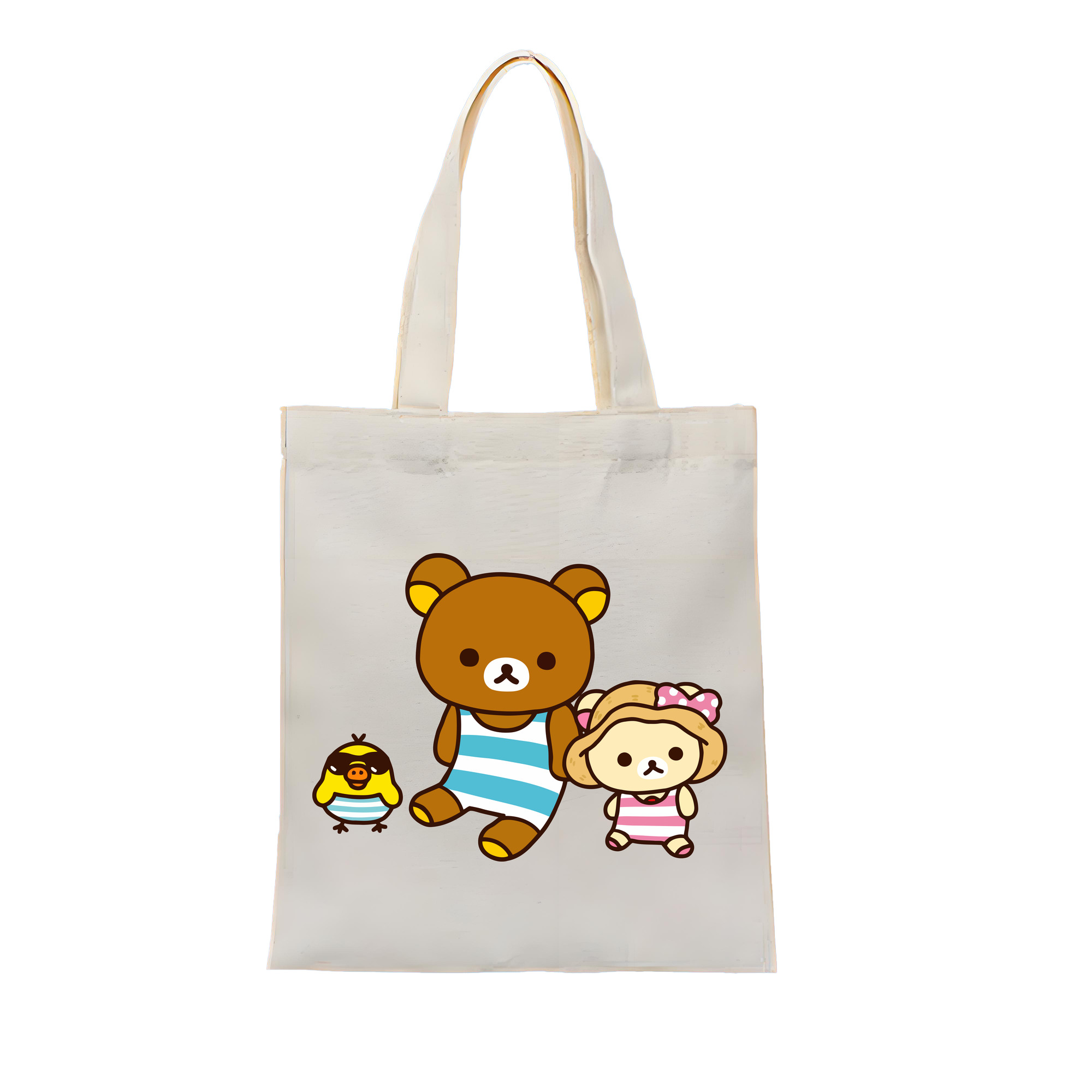 （画像用） リラックマ リラックマ キイロイトリ Rilakkuma Korilakkuma Kiiroitori 縦型キャンバス生地手提げバッグ　トートバッグ