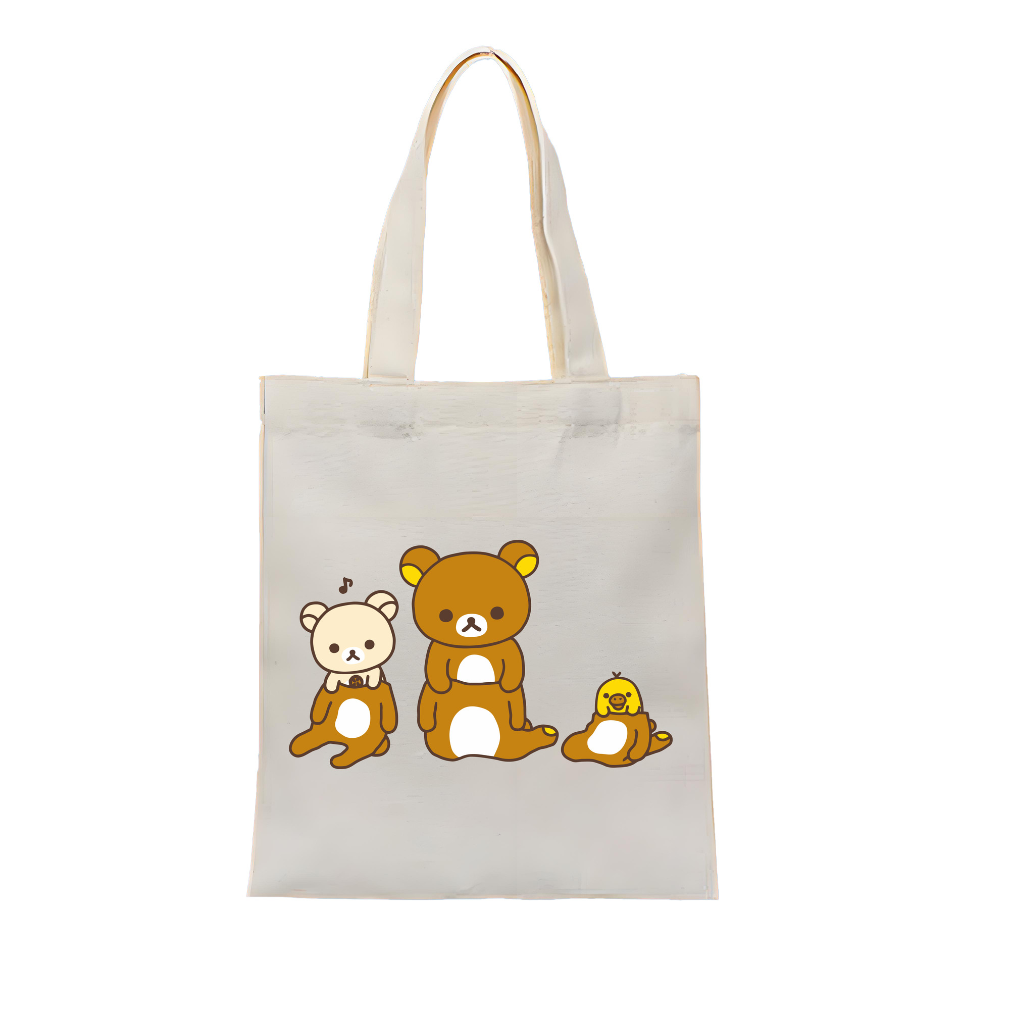 （画像用） リラックマ リラックマ キイロイトリ Rilakkuma Korilakkuma Kiiroitori 縦型キャンバス生地手提げバッグ　トートバッグ