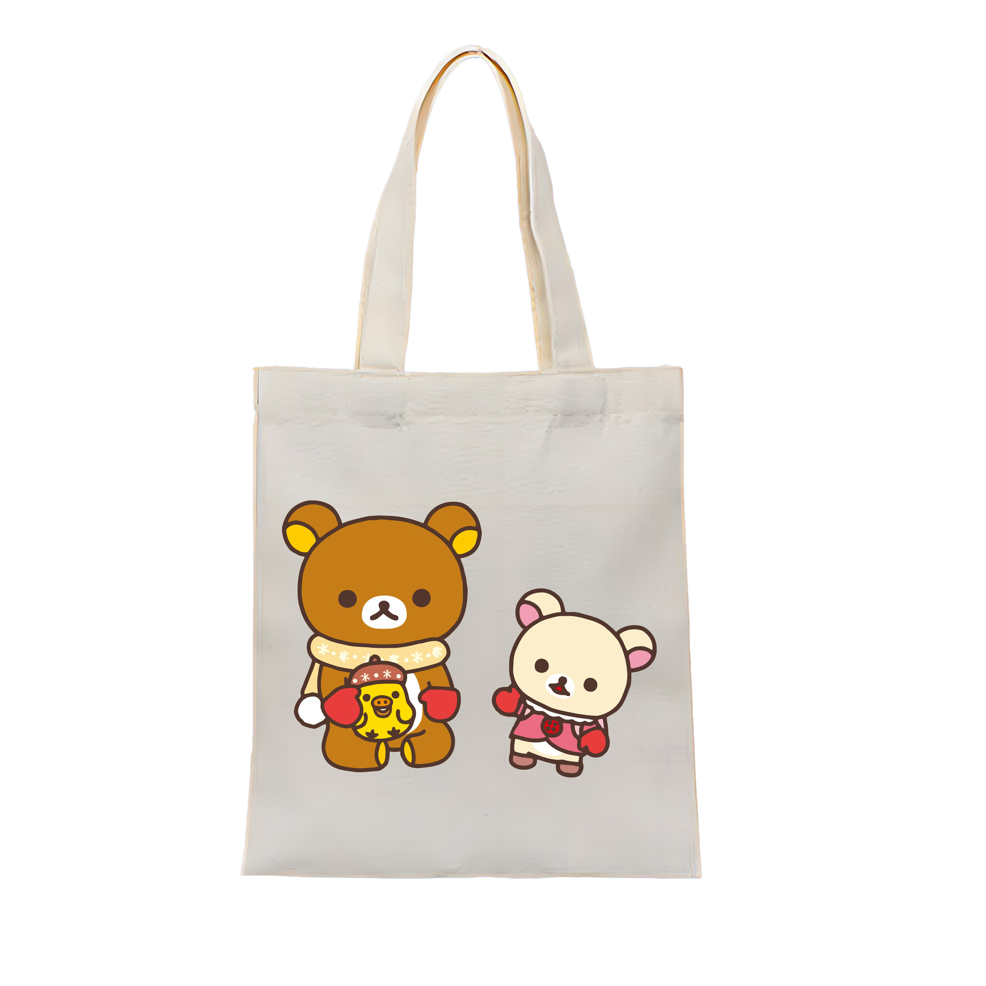 （画像用） リラックマ リラックマ キイロイトリ Rilakkuma Korilakkuma Kiiroitori 縦型キャンバス生地手提げバッグ　トートバッグ