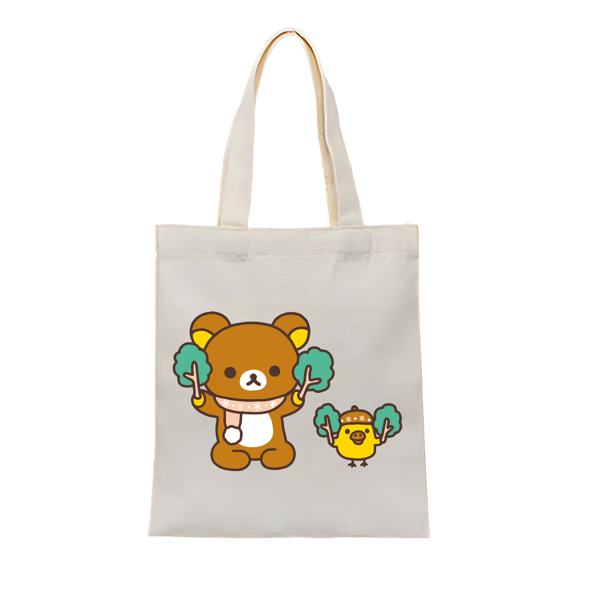 （画像用） リラックマ リラックマ キイロイトリ Rilakkuma Korilakkuma Kiiroitori 縦型キャンバス生地手提げバッグ　トートバッグ