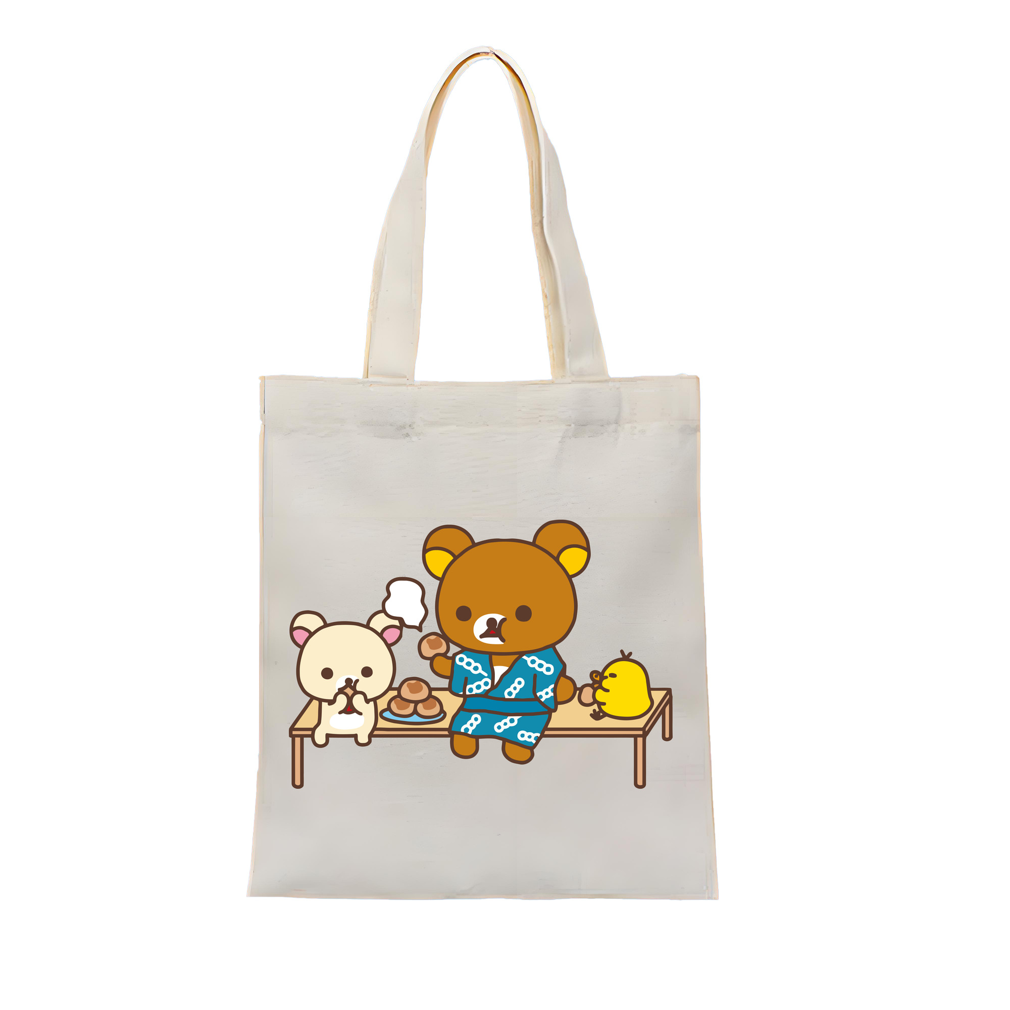 （画像用） リラックマ リラックマ キイロイトリ Rilakkuma Korilakkuma Kiiroitori 縦型キャンバス生地手提げバッグ　トートバッグ