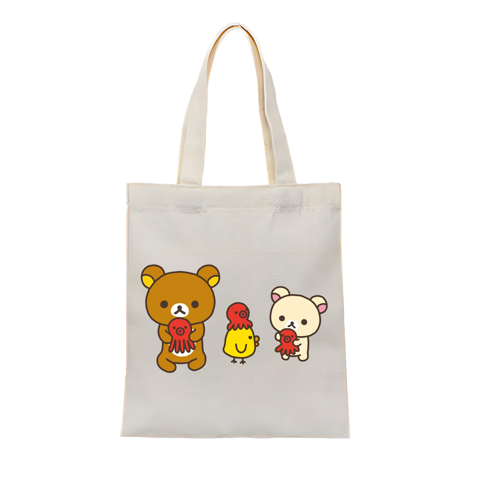 （画像用） リラックマ リラックマ キイロイトリ Rilakkuma Korilakkuma Kiiroitori 縦型キャンバス生地手提げバッグ　トートバッグ
