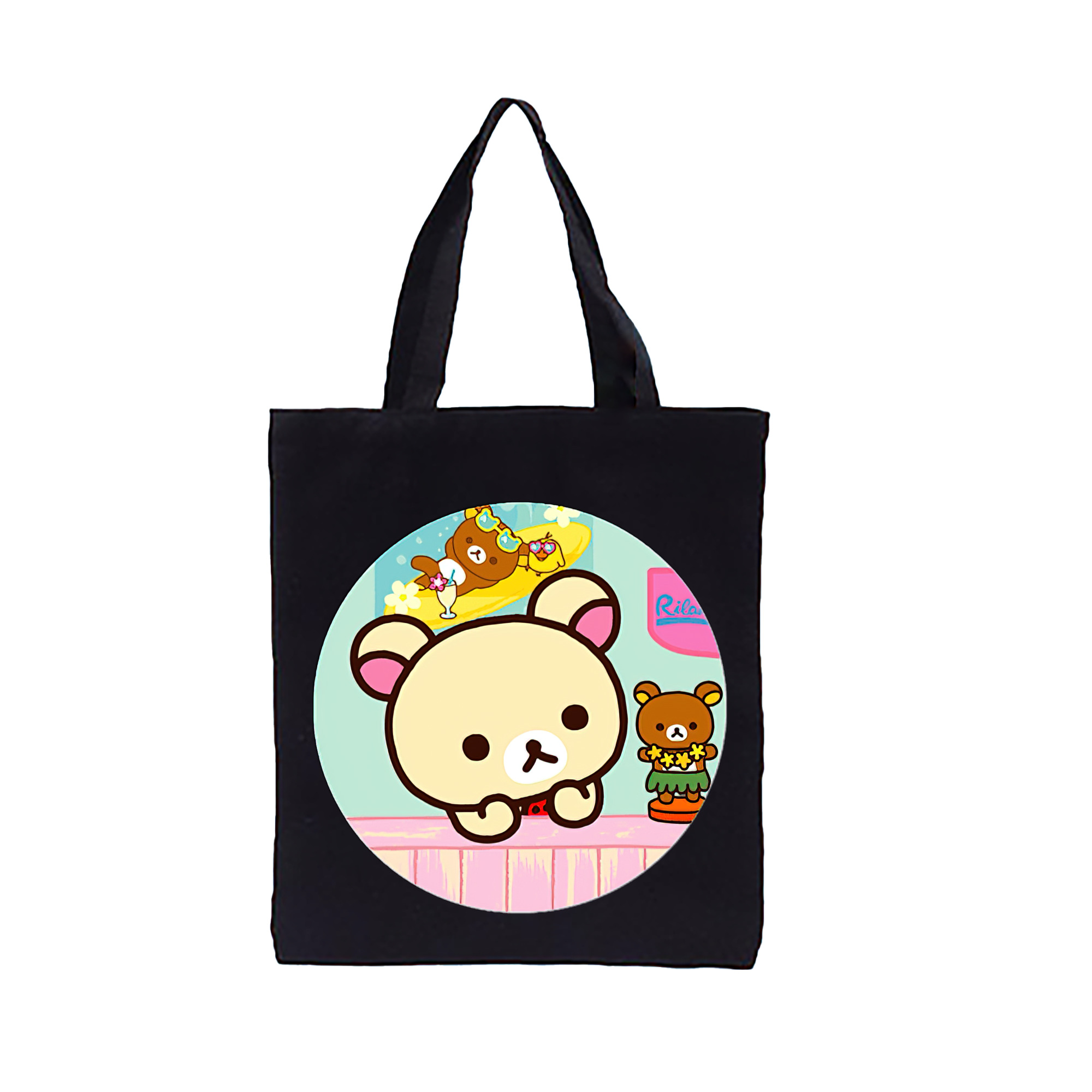 （画像用） リラックマ リラックマ キイロイトリ Rilakkuma Korilakkuma Kiiroitori 縦型キャンバス生地手提げバッグ　トートバッグ