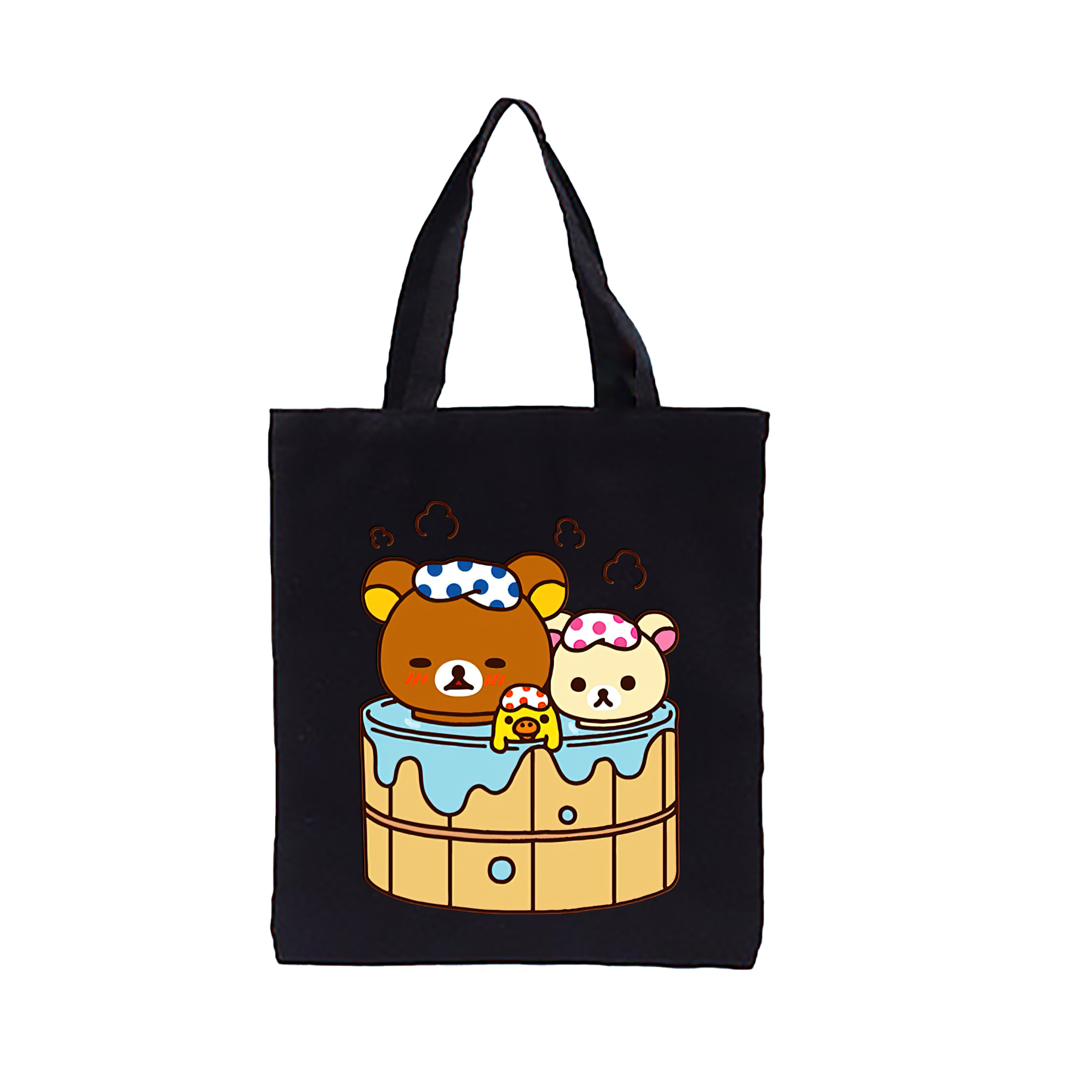 （画像用） リラックマ リラックマ キイロイトリ Rilakkuma Korilakkuma Kiiroitori 縦型キャンバス生地手提げバッグ　トートバッグ