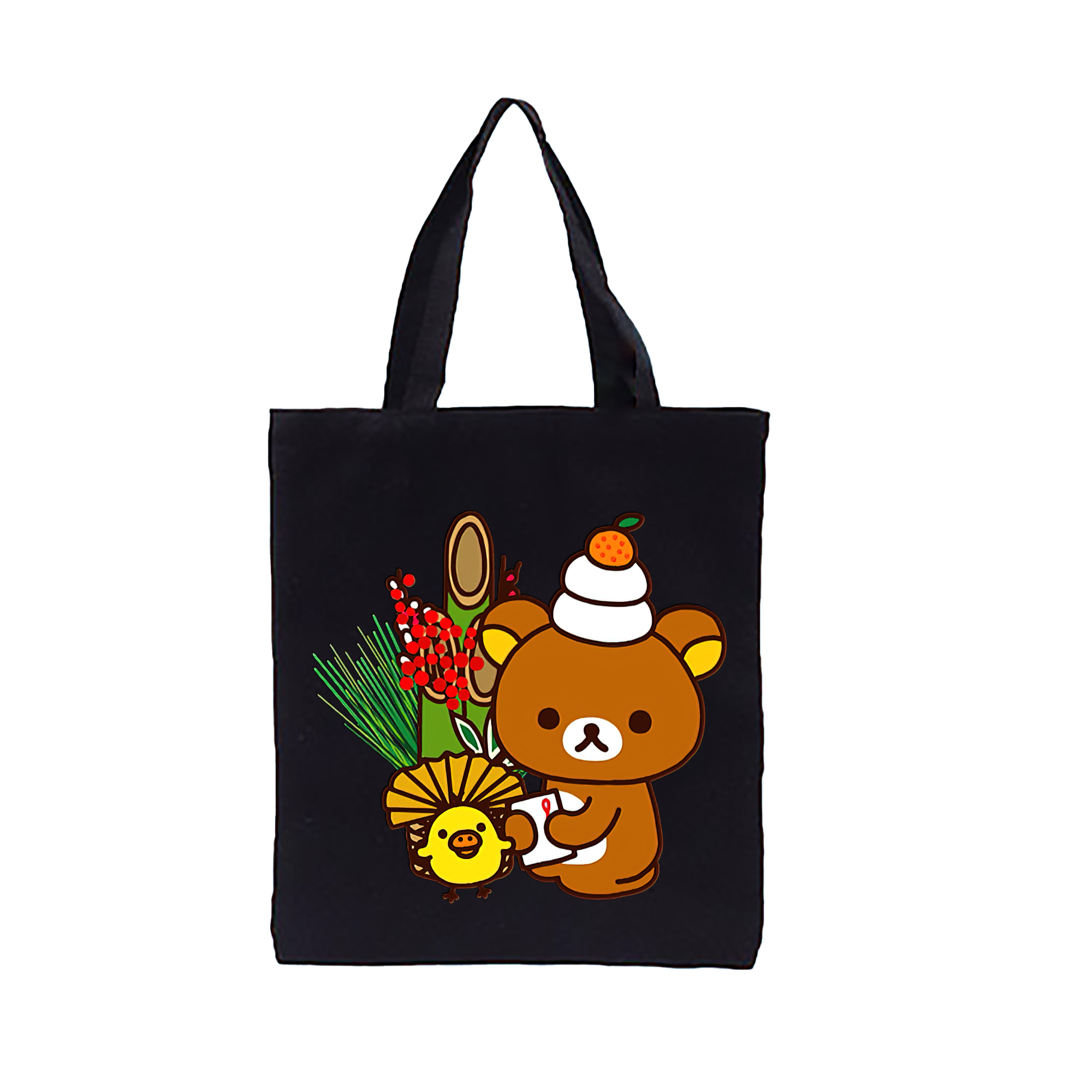（画像用） リラックマ リラックマ キイロイトリ Rilakkuma Korilakkuma Kiiroitori 縦型キャンバス生地手提げバッグ　トートバッグ