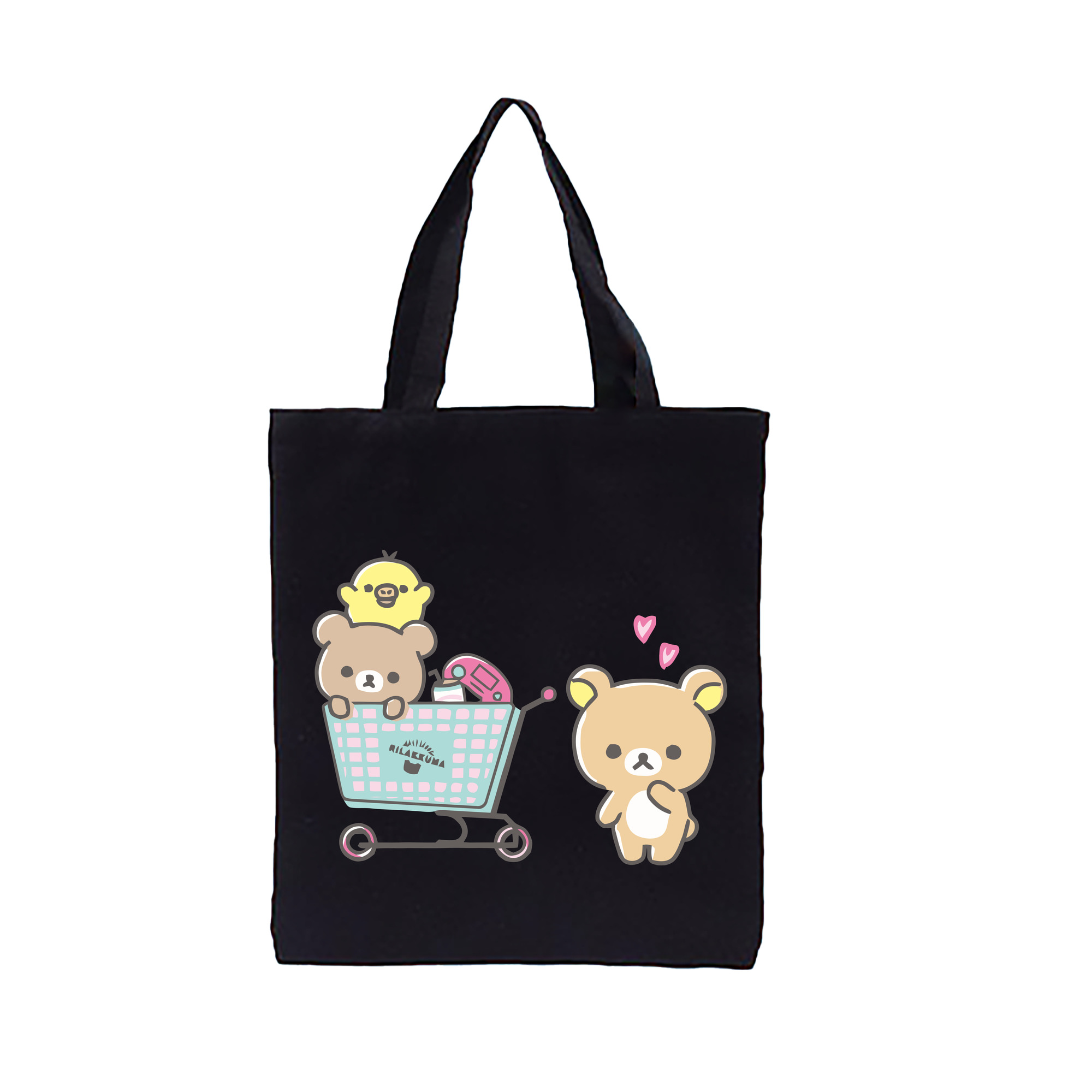 （画像用） リラックマ リラックマ キイロイトリ Rilakkuma Korilakkuma Kiiroitori 縦型キャンバス生地手提げバッグ　トートバッグ