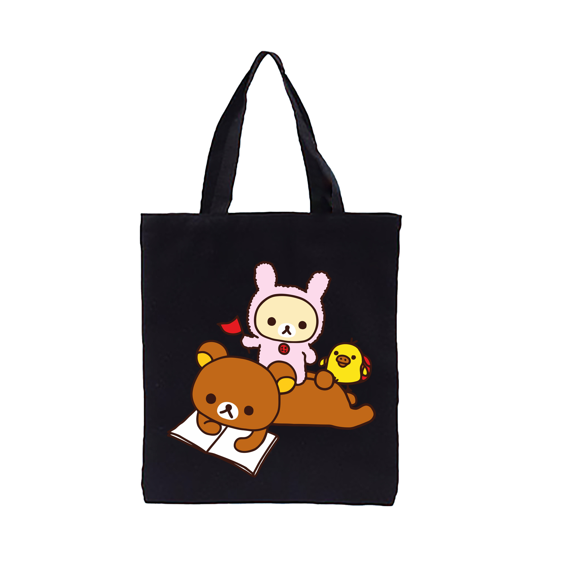 （画像用） リラックマ リラックマ キイロイトリ Rilakkuma Korilakkuma Kiiroitori 縦型キャンバス生地手提げバッグ　トートバッグ